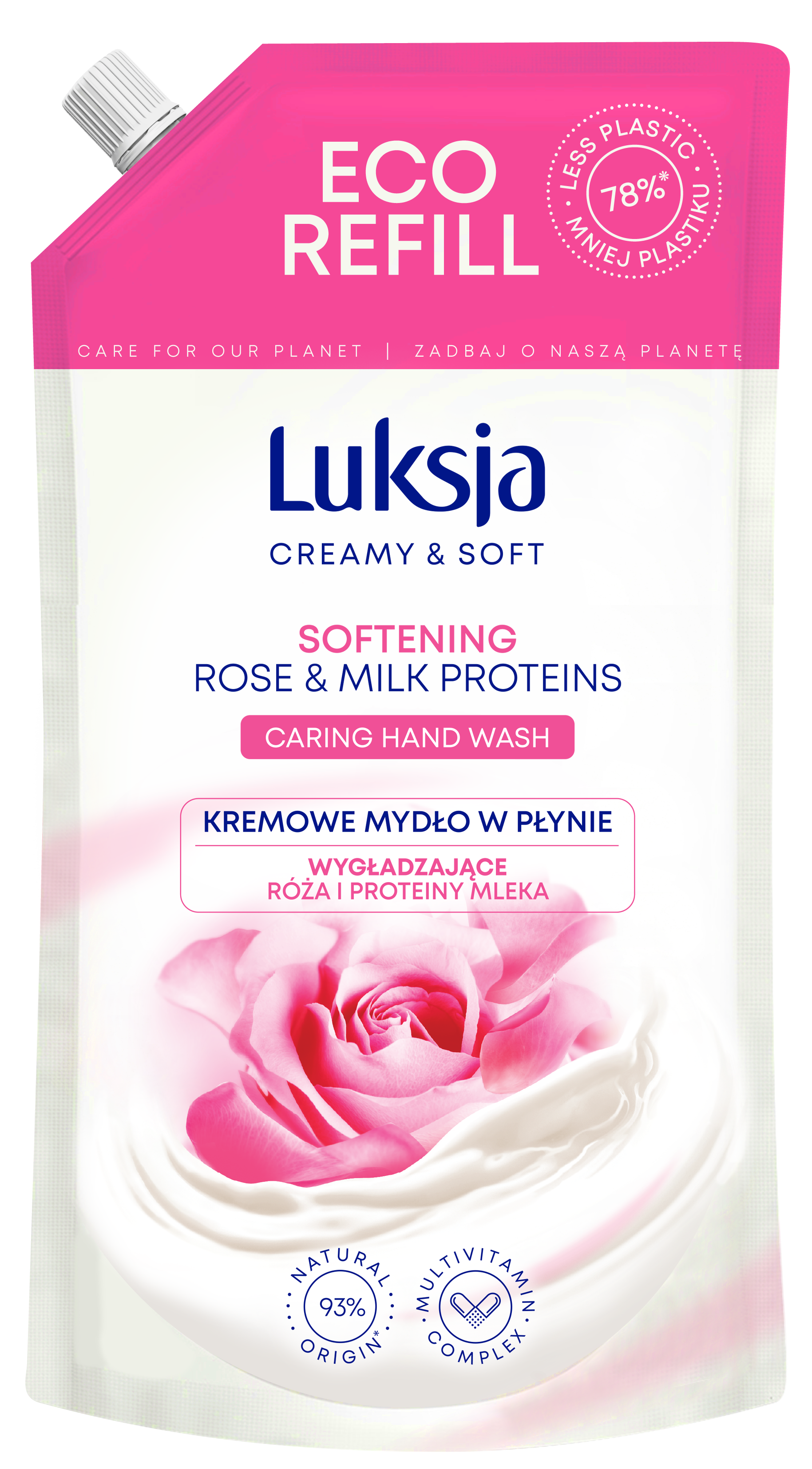Mydło w płynie Creamy&amp;Soft rose 900 ml refill Luksja