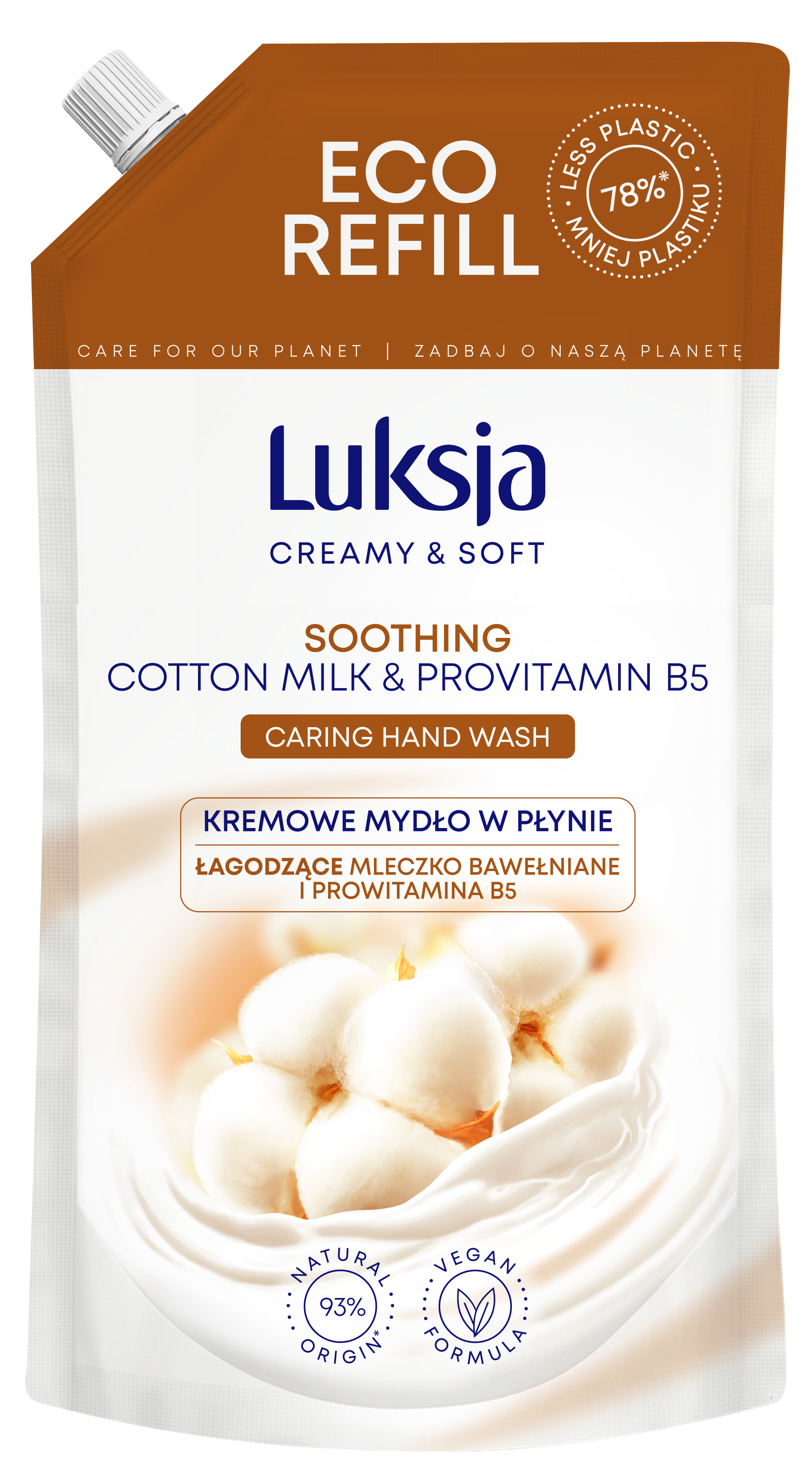 Mydło w płynie Creamy&amp;Soft cotton 900 ml refill Luksja