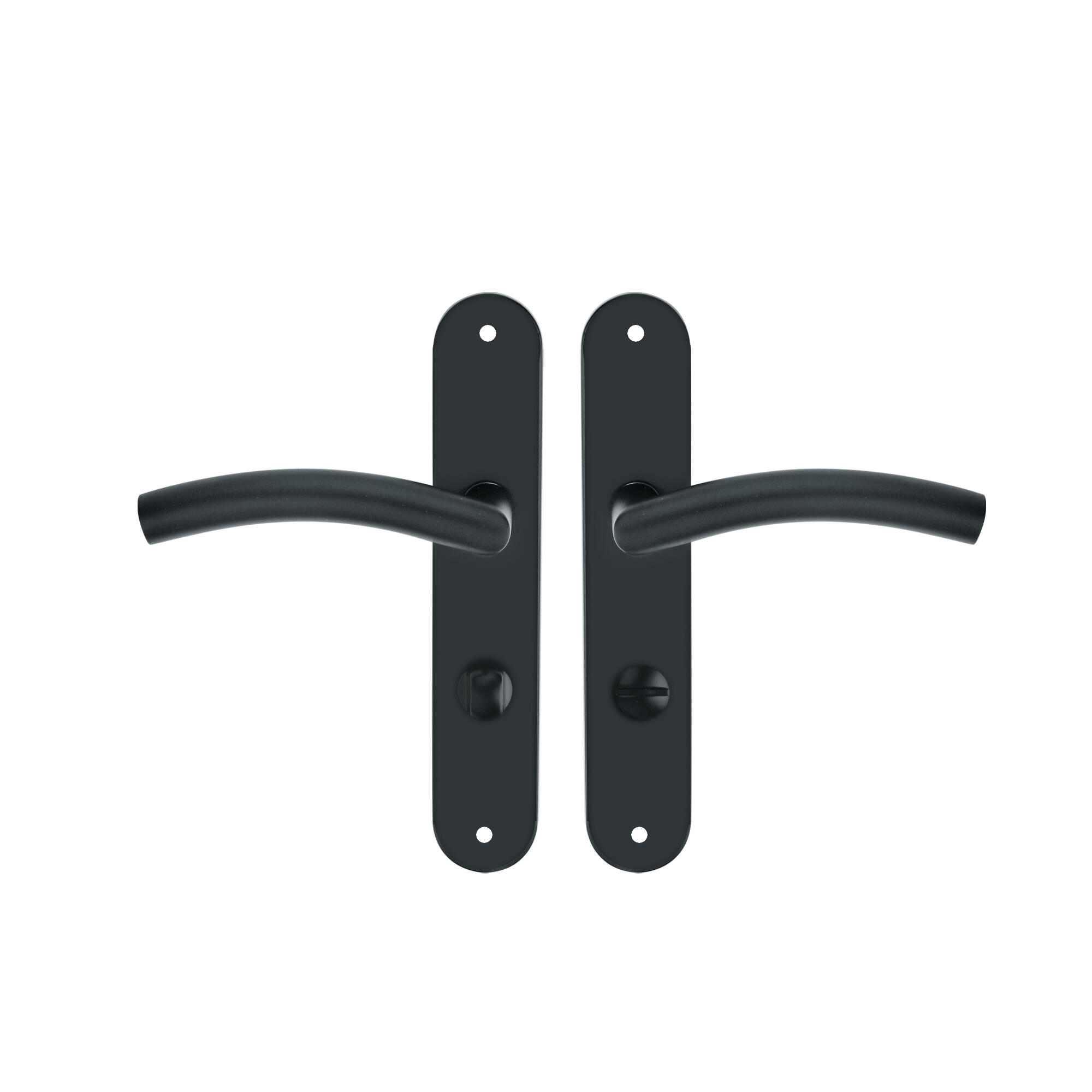 2 poignées sur plaque à condamnation Margaud acier noir mat, entraxe 195 mm - 2