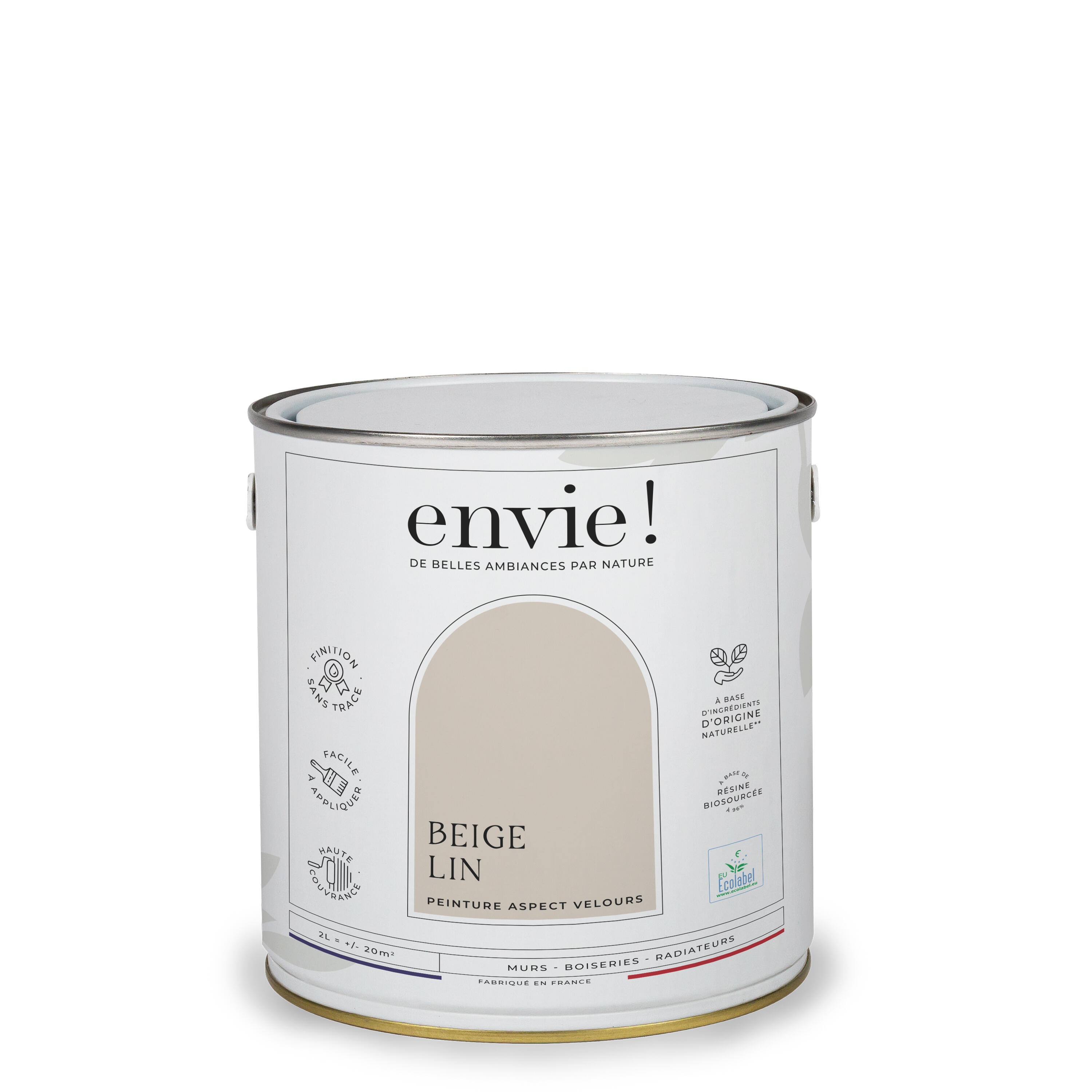 Peinture mur, boiserie beige lin velours ENVIE Biosourcée 2L - 2