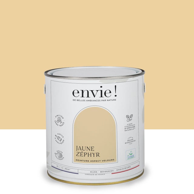Peinture mur, boiserie jaune zephyr velours ENVIE Biosourcée 2L