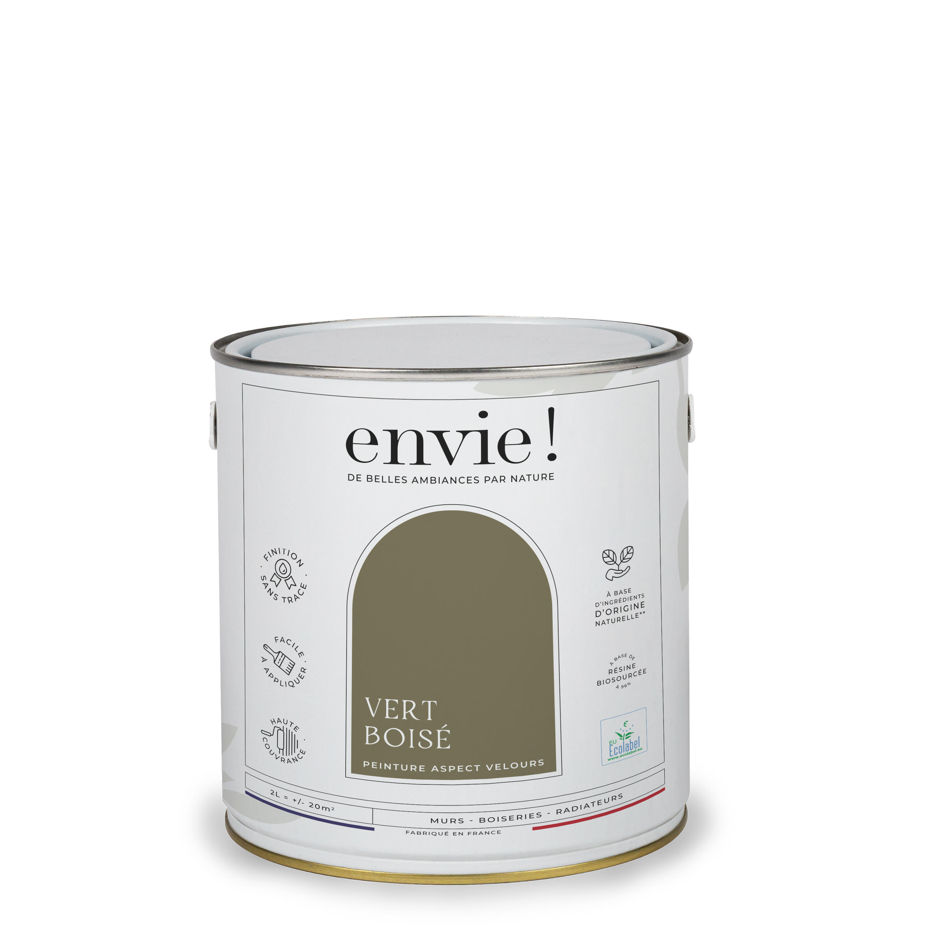 Peinture mur, boiserie vert boise velours ENVIE Biosourcée 2L - 8