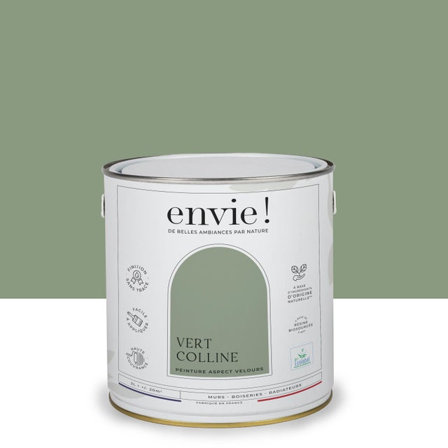 Peinture mur, boiserie vert colline velours ENVIE Biosourcée 2L