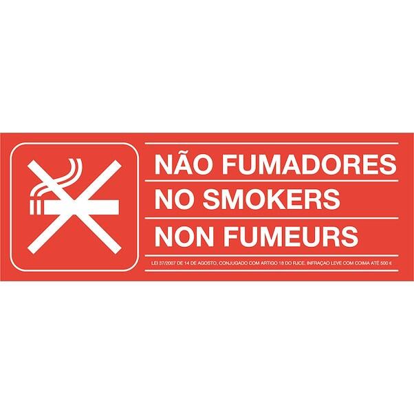 Adesivo de sinalização zona não fumadores lei n.º 37/2007 19.5x7 cm