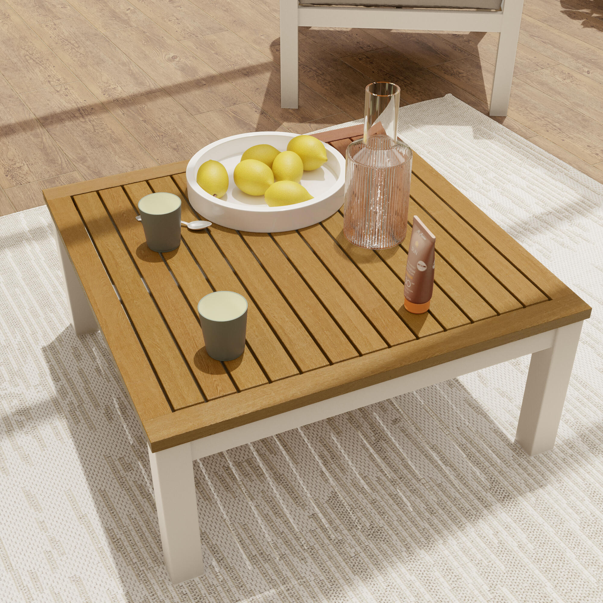 Conjunto jardim relax sofá e mesa alumínio branco Oris II Naterial - 11