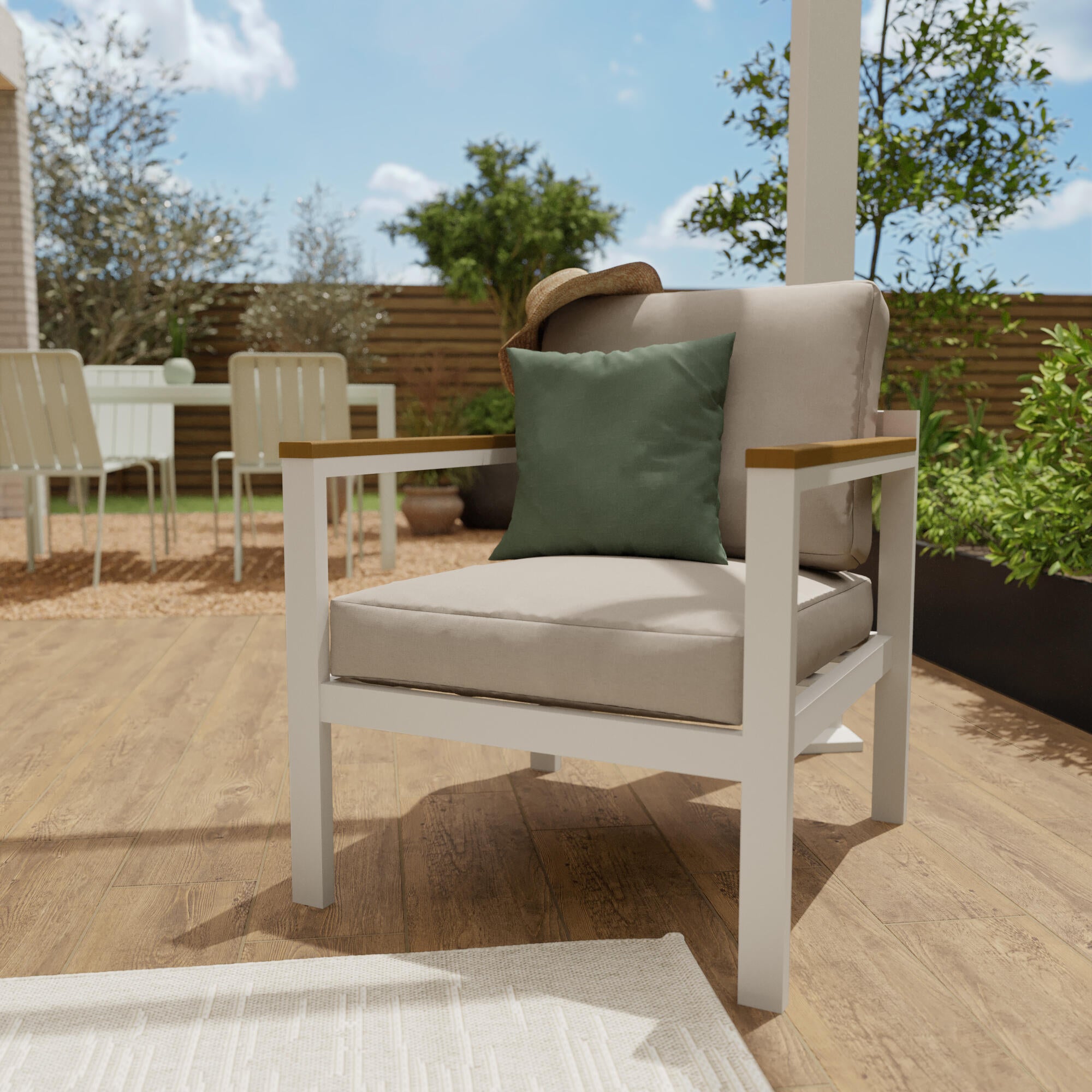 Conjunto jardim relax sofá e mesa alumínio branco Oris II Naterial - 5