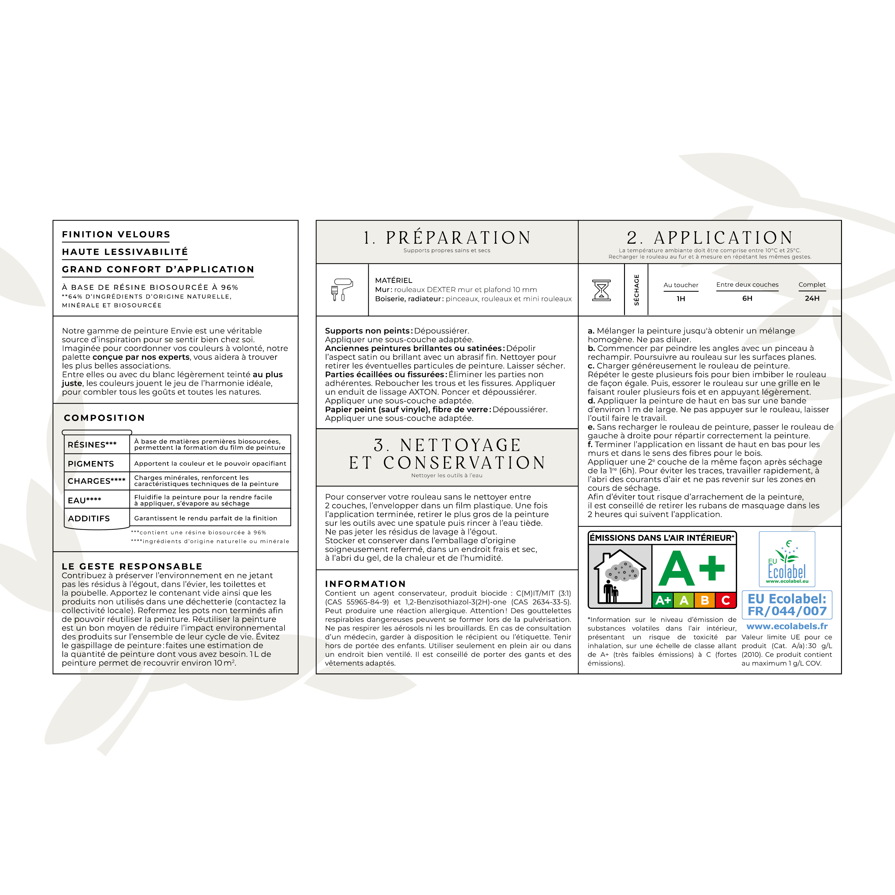 Peinture mur, boiserie beige falaise velours ENVIE Biosourcée 0.5L - 4