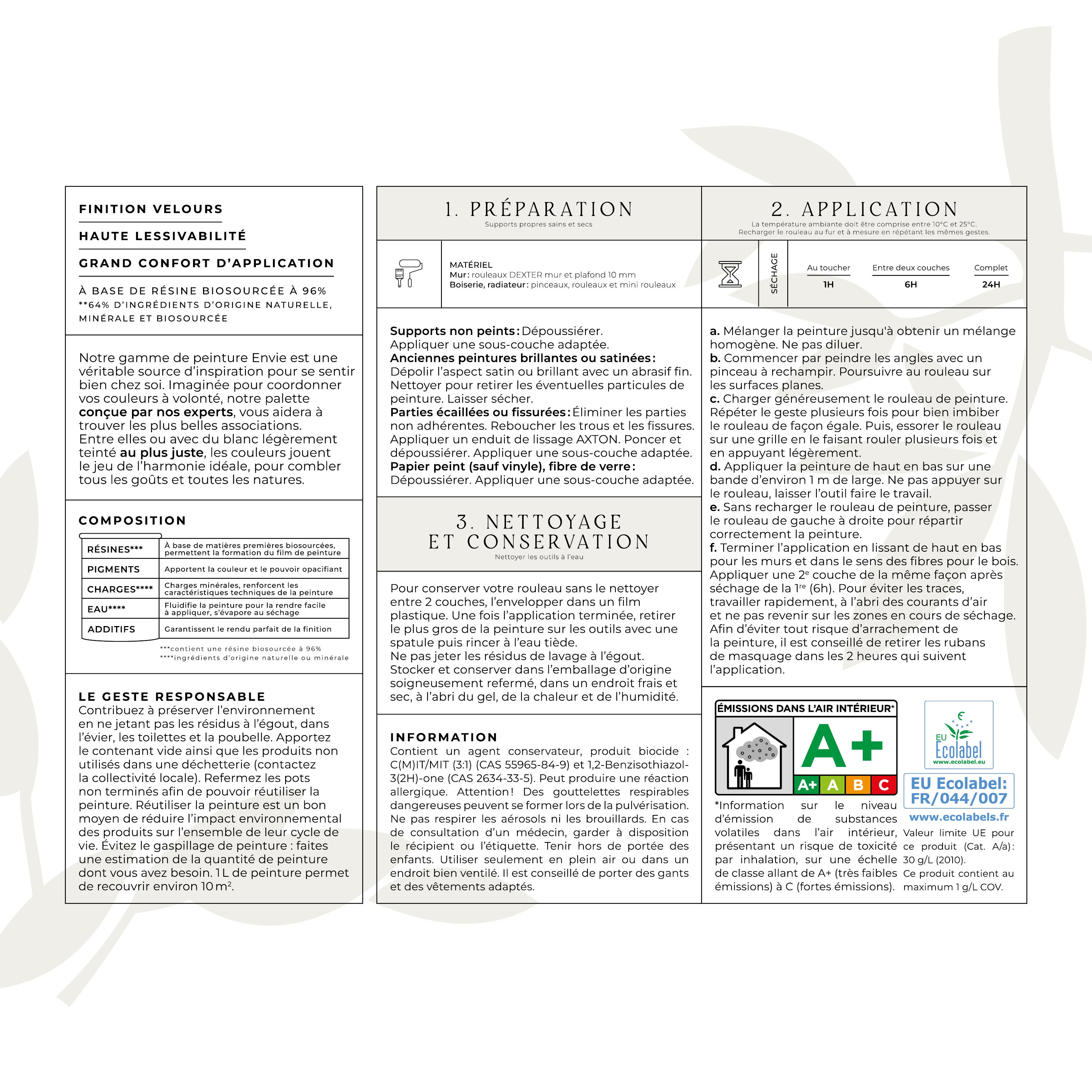 Peinture mur, boiserie beige lin velours ENVIE Biosourcée 2L - 6