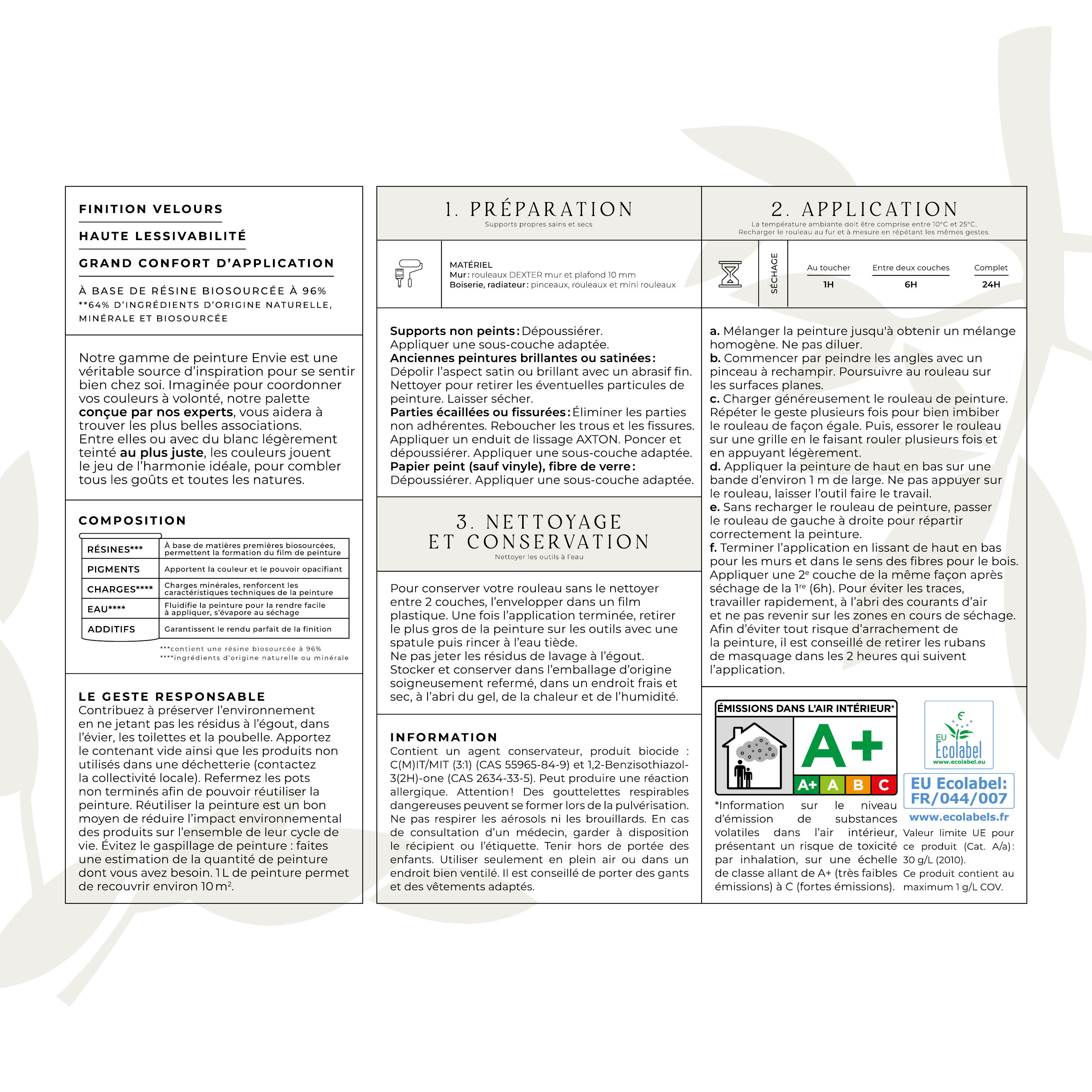 Peinture mur, boiserie bleu aerien velours ENVIE Biosourcée 2L - 5