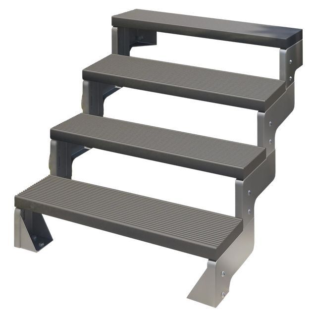 Schody modułowe zewnętrzne proste 4 stopnie Trimax atracytowe Gardentop Dolle