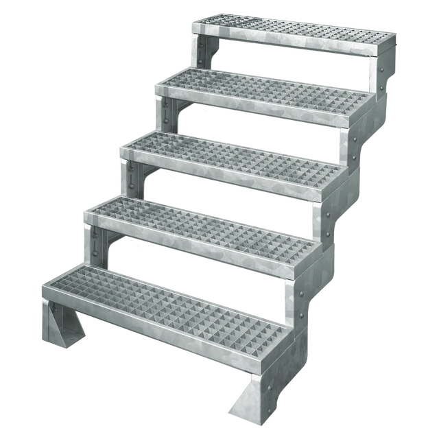 Schody modułowe zewnętrzne proste 5 stopni krata metalowa Gardentop Dolle