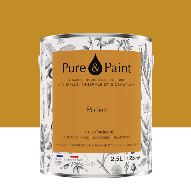 Peinture mur, boiserie pollen velours PURE & PAINT , 2.5L