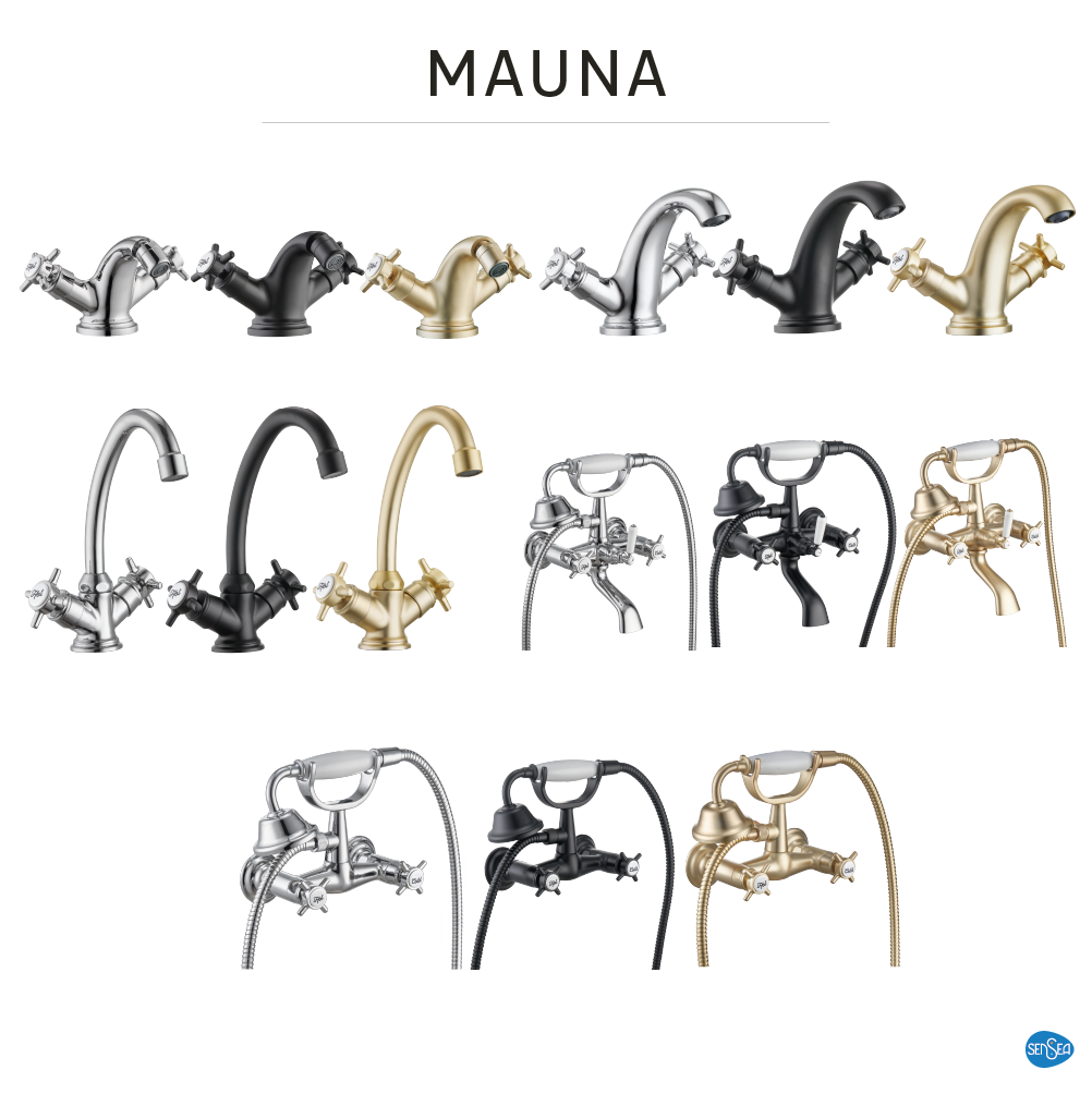 Grifo de lavabo SENSEA Mauna bimando caño alto cromo brillo. Latón - 9