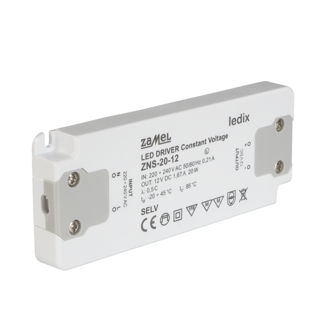 Transformador leds 20w zns20-12 in 230v ac out 12v dc