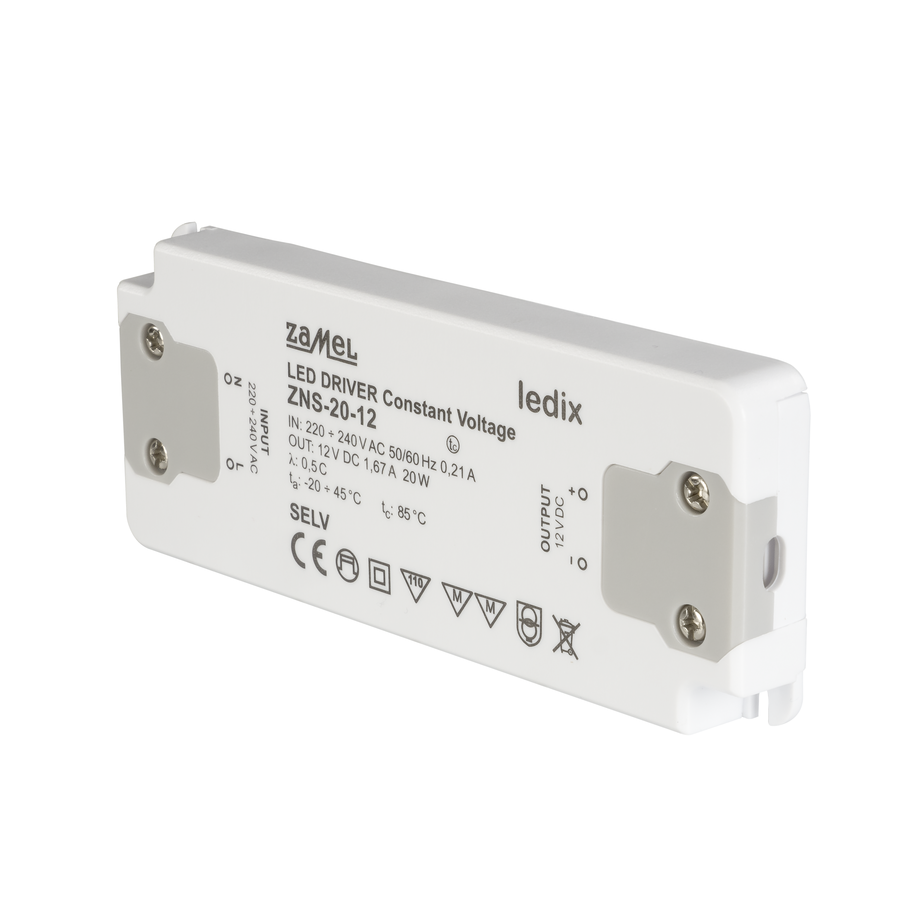 Transformador leds 20w zns20-12 in 230v ac out 12v dc - 3