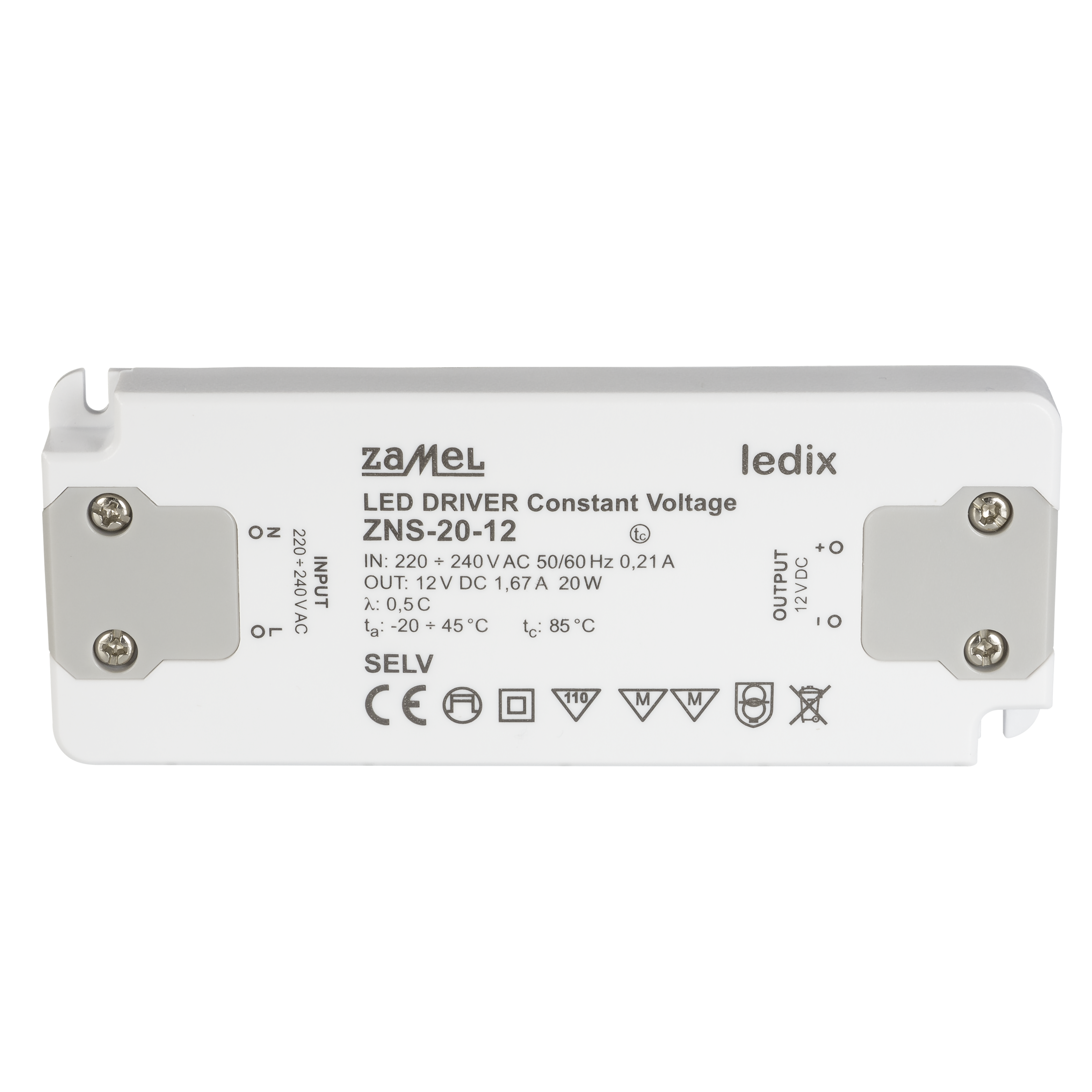 Transformador leds 20w zns20-12 in 230v ac out 12v dc - 2