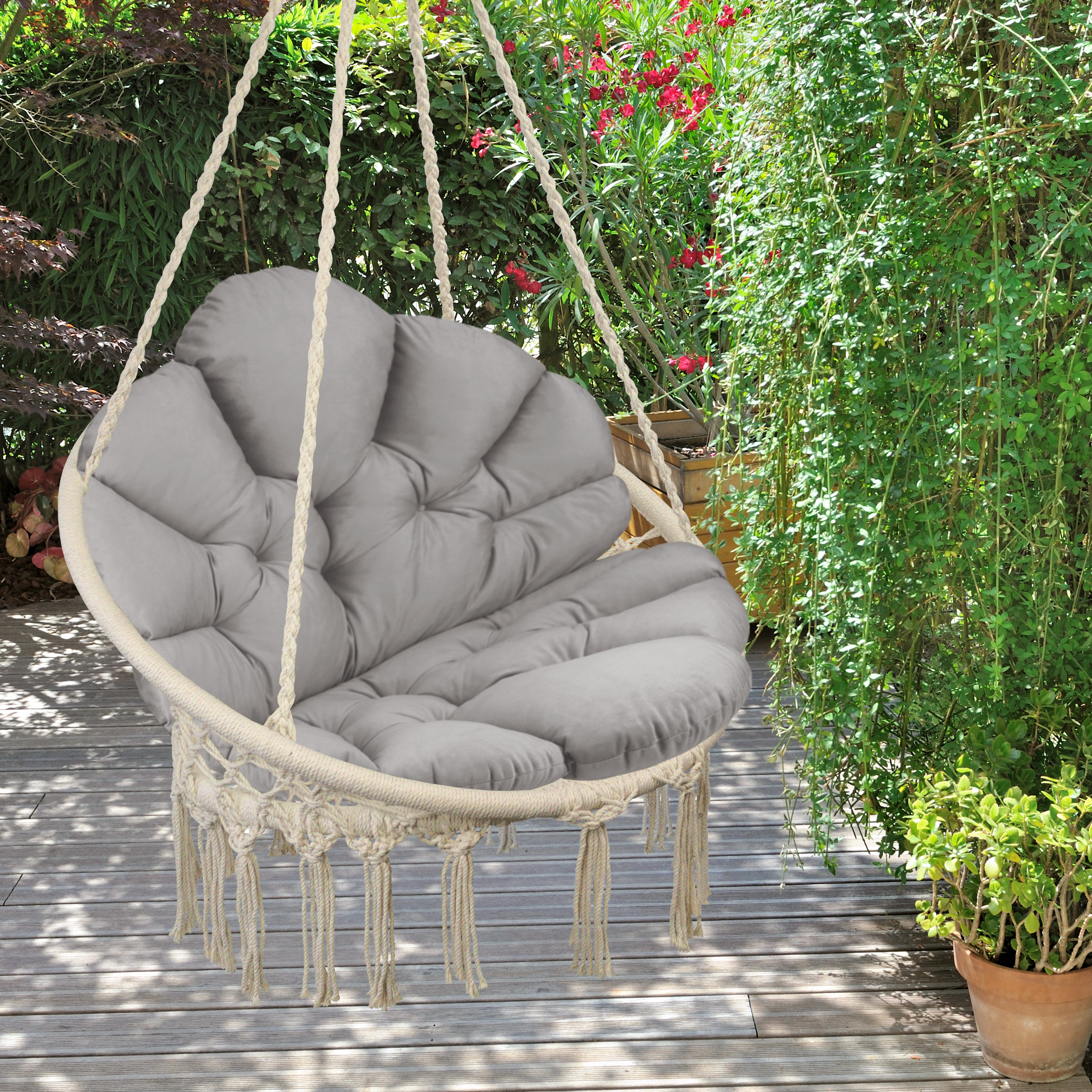 Poduszka na fotel, podłogę Flores Velvet szara 160 - 2