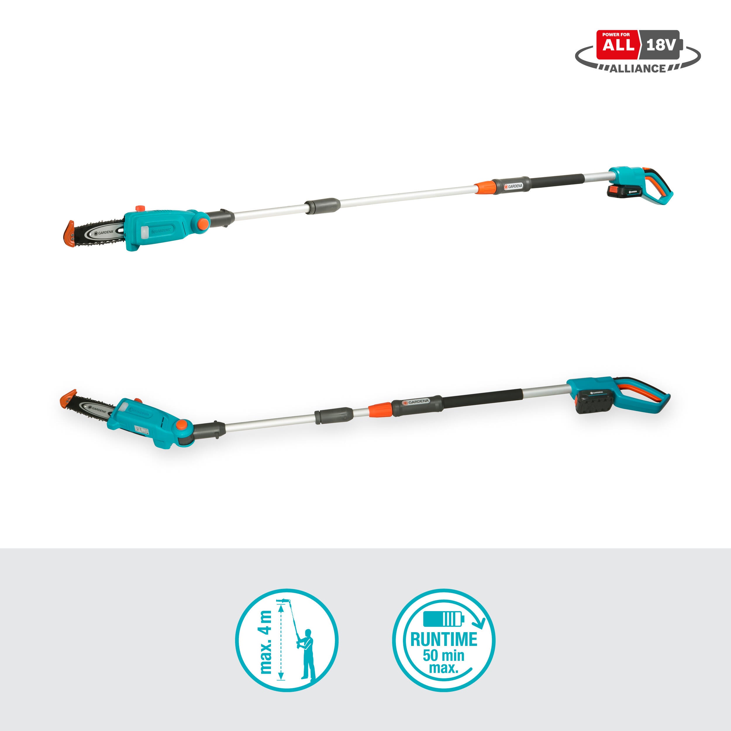 Potatore telescopico a batteria GARDENA TCS POWER FOR ALL 18V barra da 20 cm, 1 batteria inclusa - 8
