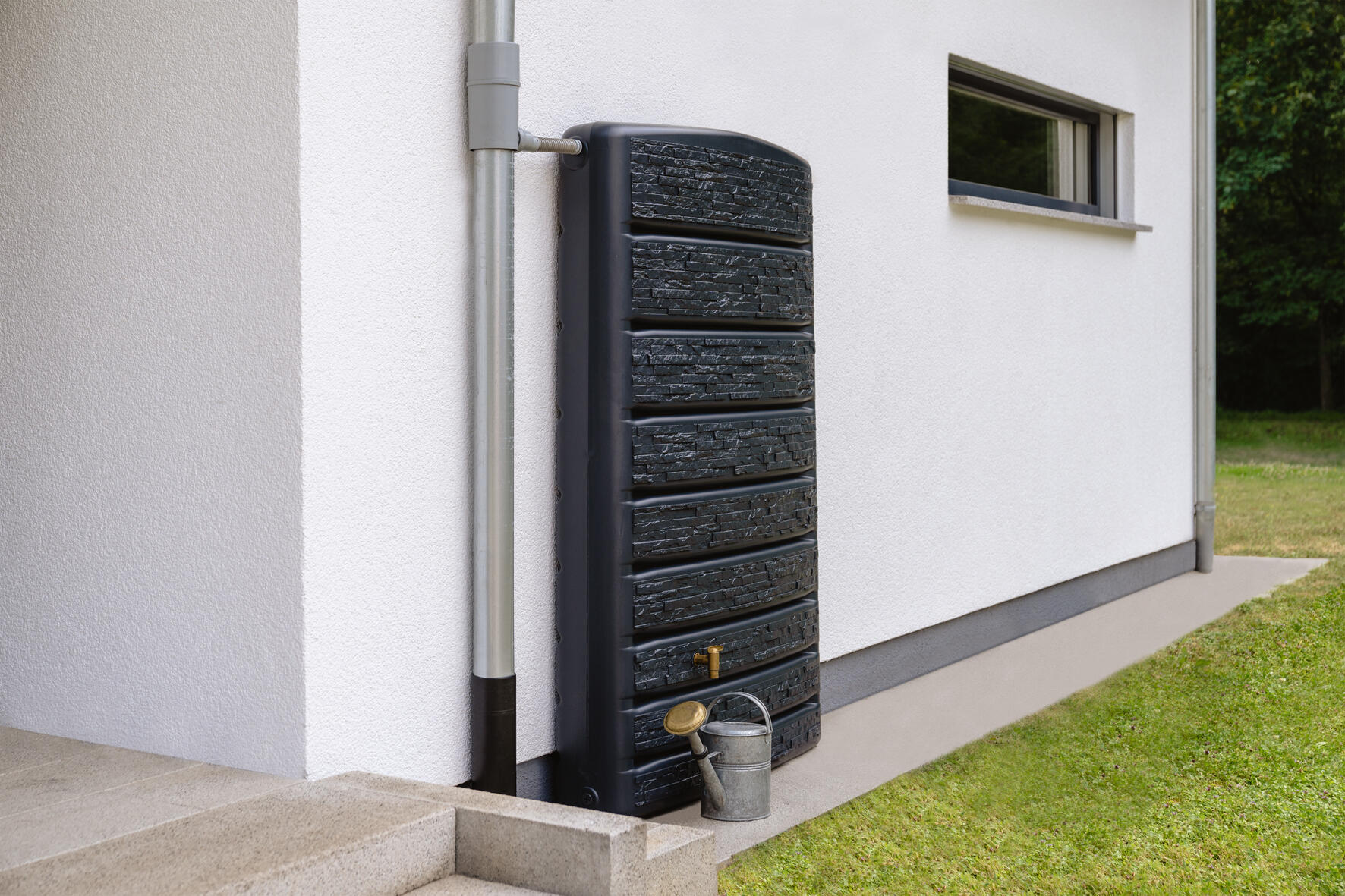 Récupérateur d'eau  aérien extra slim rectangulaire murale  gris graphite 400L - 4