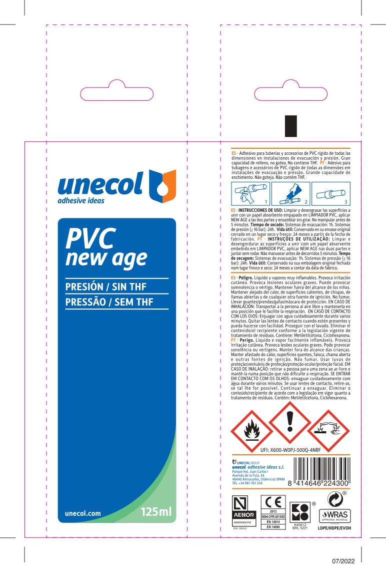 Cola vedante PVC pressão sem THF 125ml Unecol New age - 3