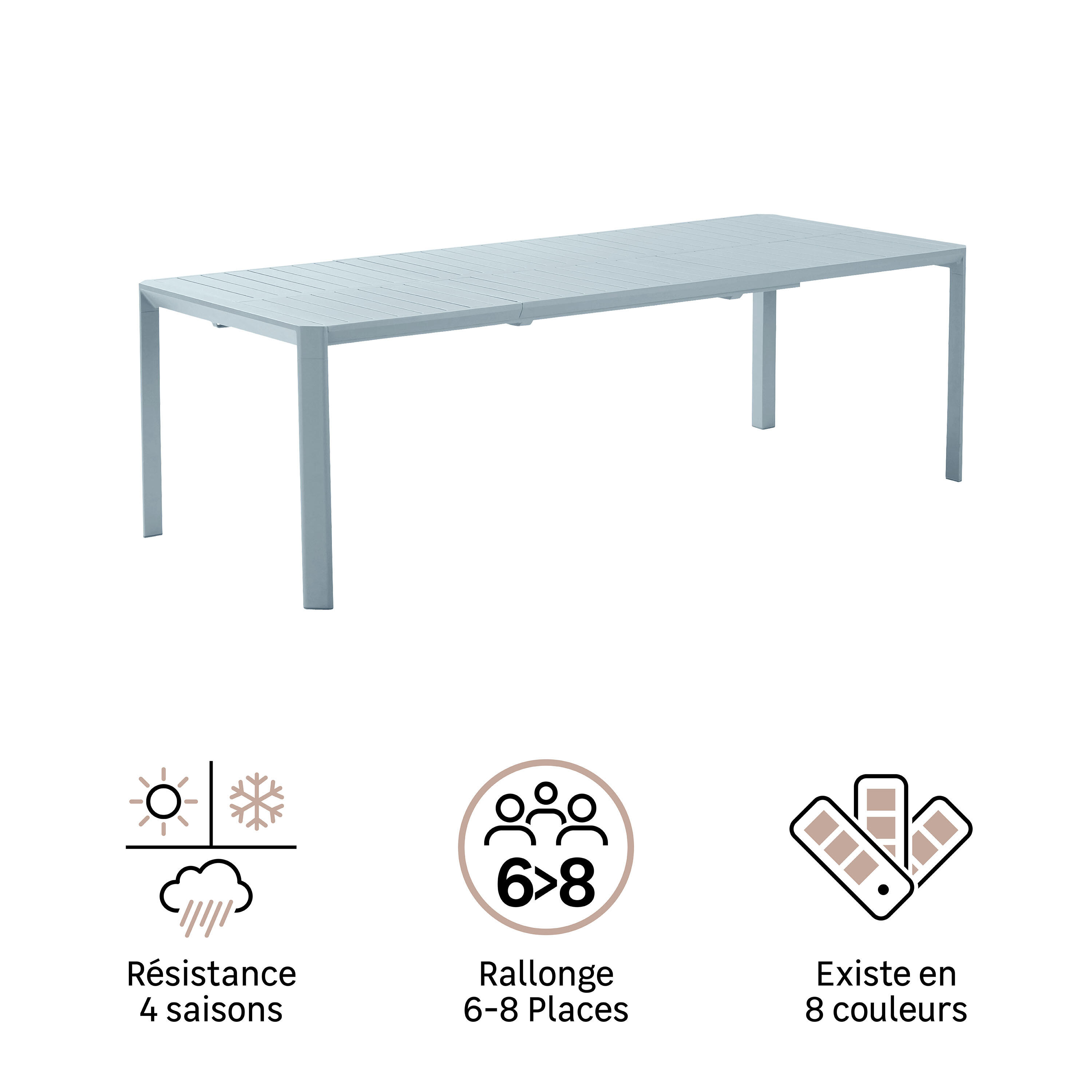 Table de jardin NATERIAL Idaho rectangulaire bleu 8 personnes - 10