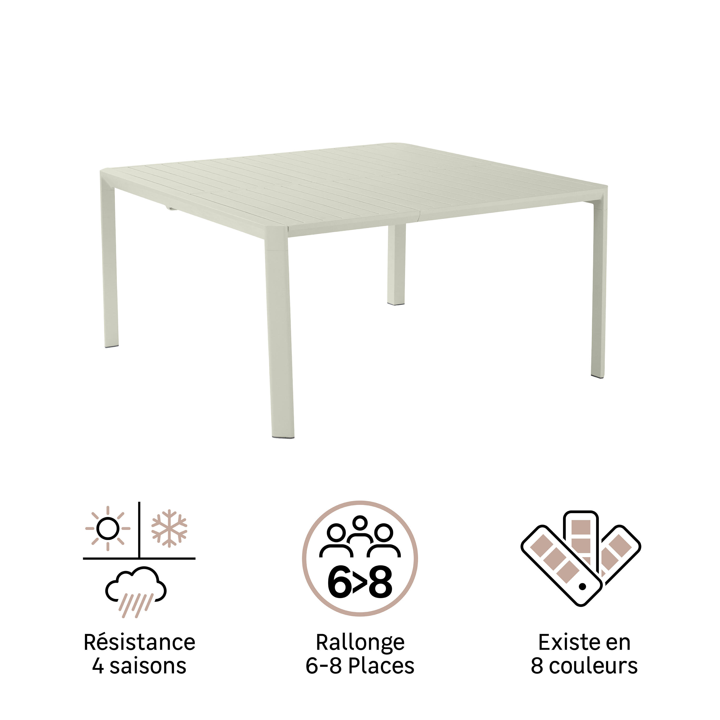 Table de jardin extensible en aluminium beige Idaho NATERIAL 8 personnes - 11