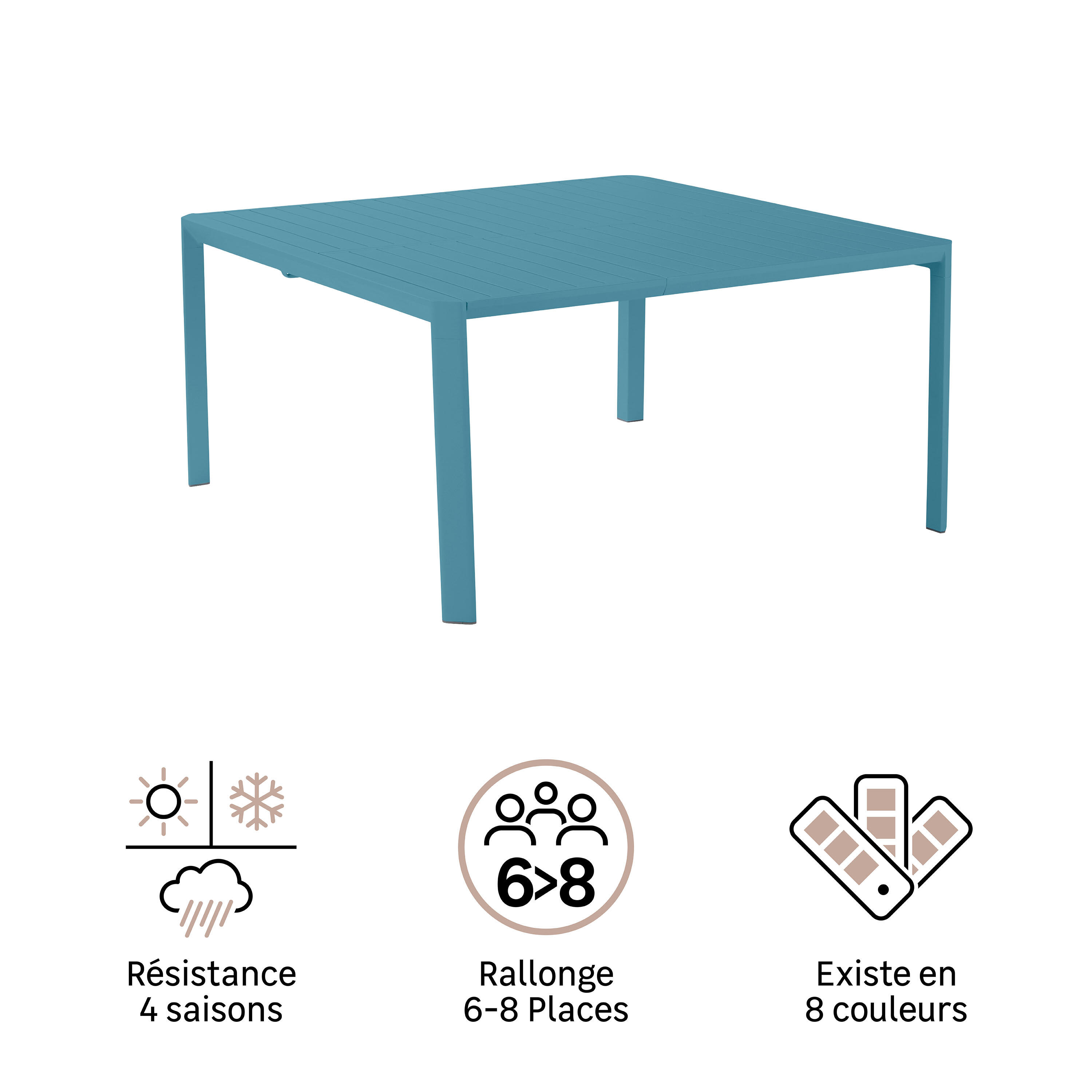 Table de jardin extensible en aluminium bleu Idaho NATERIAL 8 personnes - 9