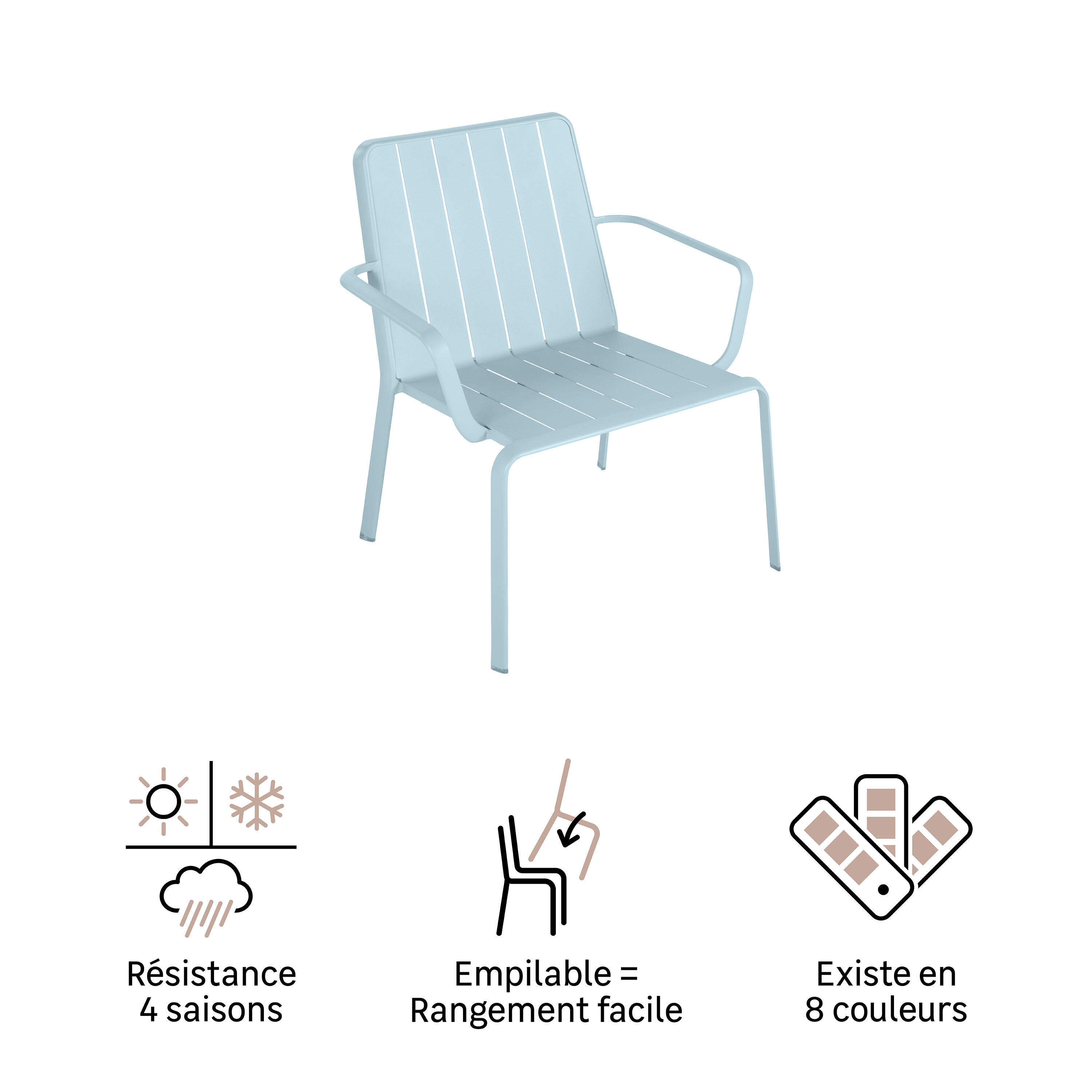 Chaise basse de jardin NATERIAL Idaho en aluminium bleu - 11