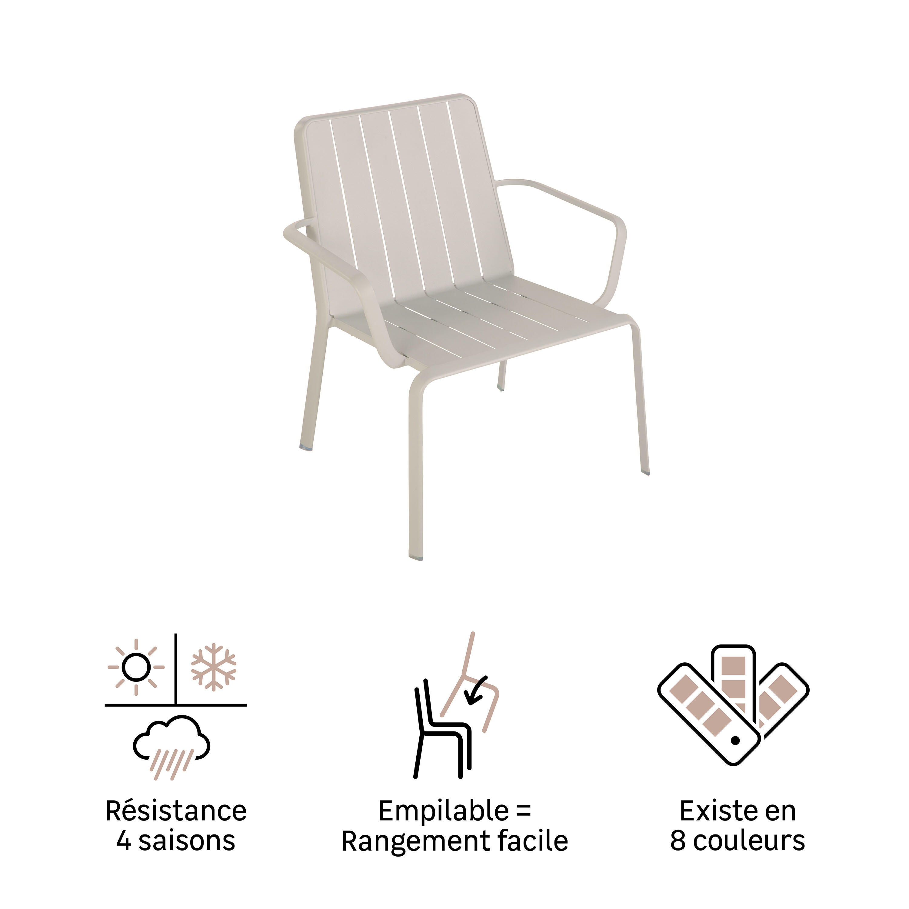 Chaise basse de jardin NATERIAL Idaho en aluminium beige - 12