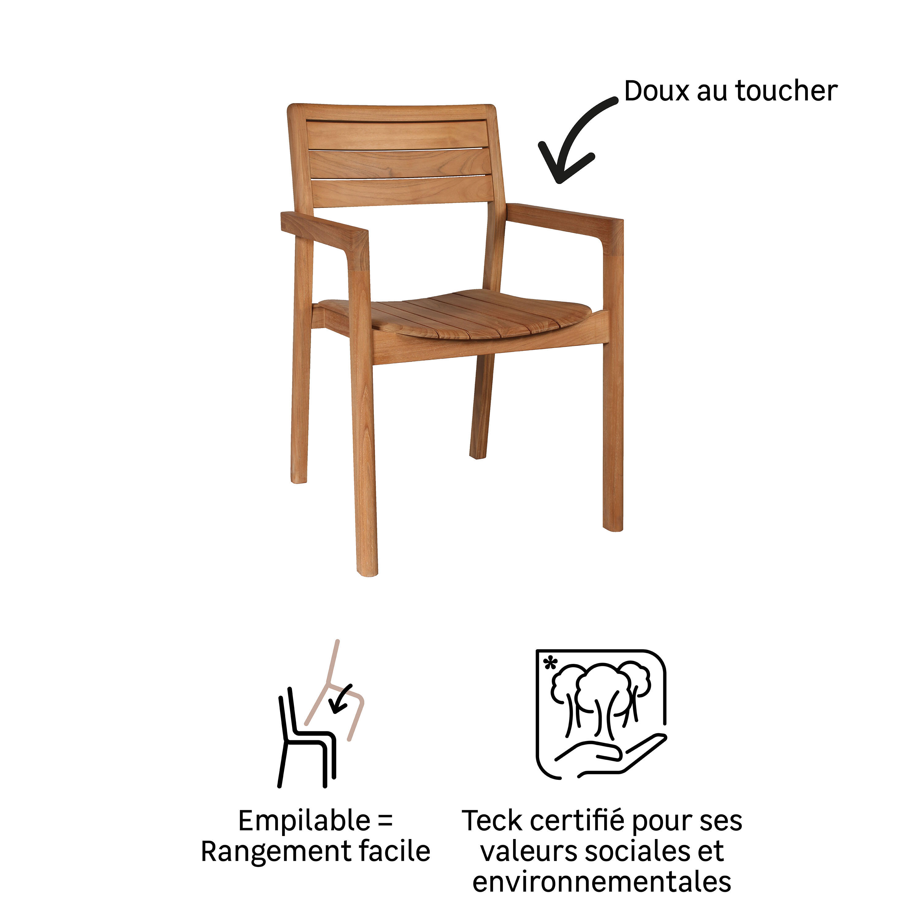 Fauteuil de jardin NATERIAL en teck marron - 13