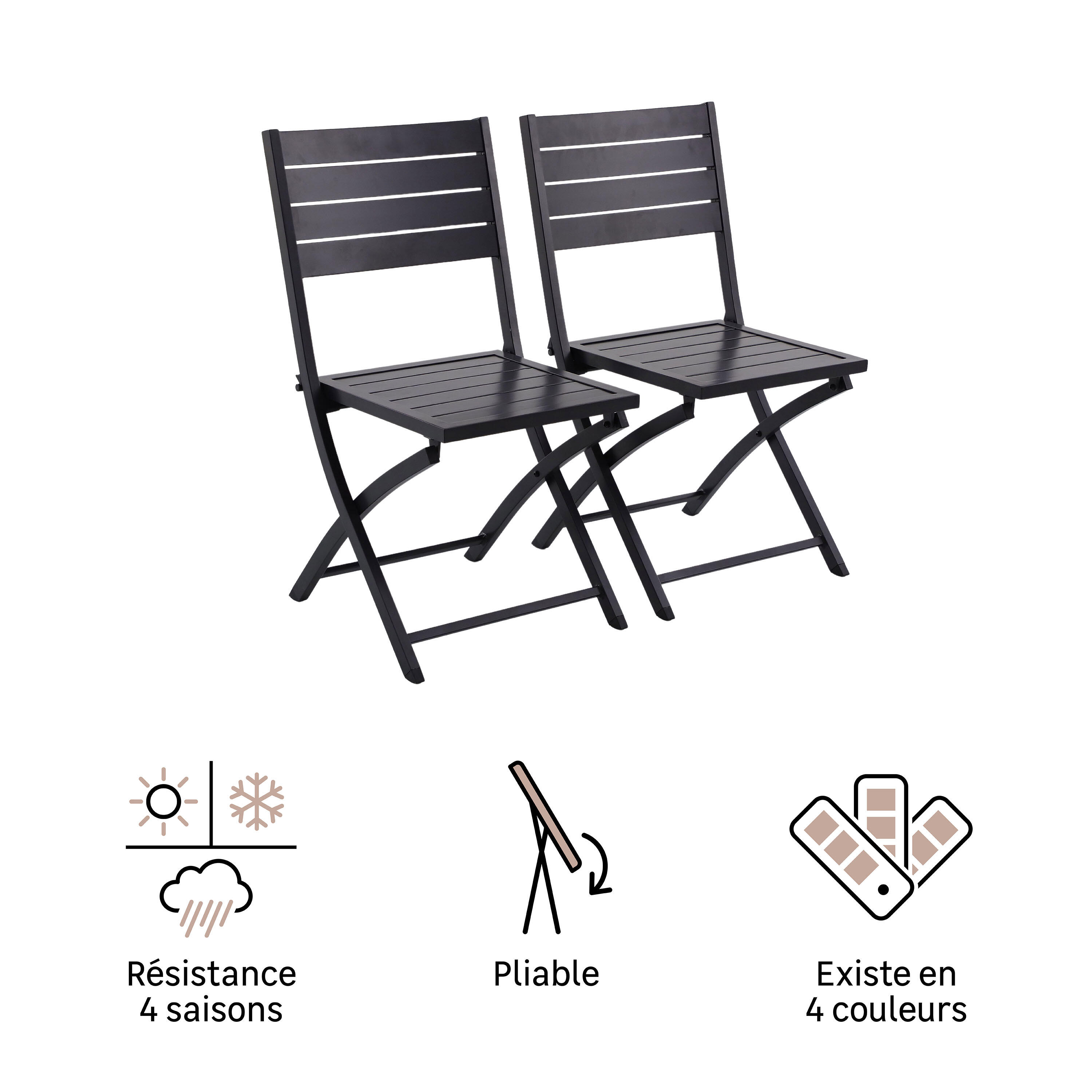 Lot de 2 chaises de jardin NATERIAL Xara en aluminium gris - 12