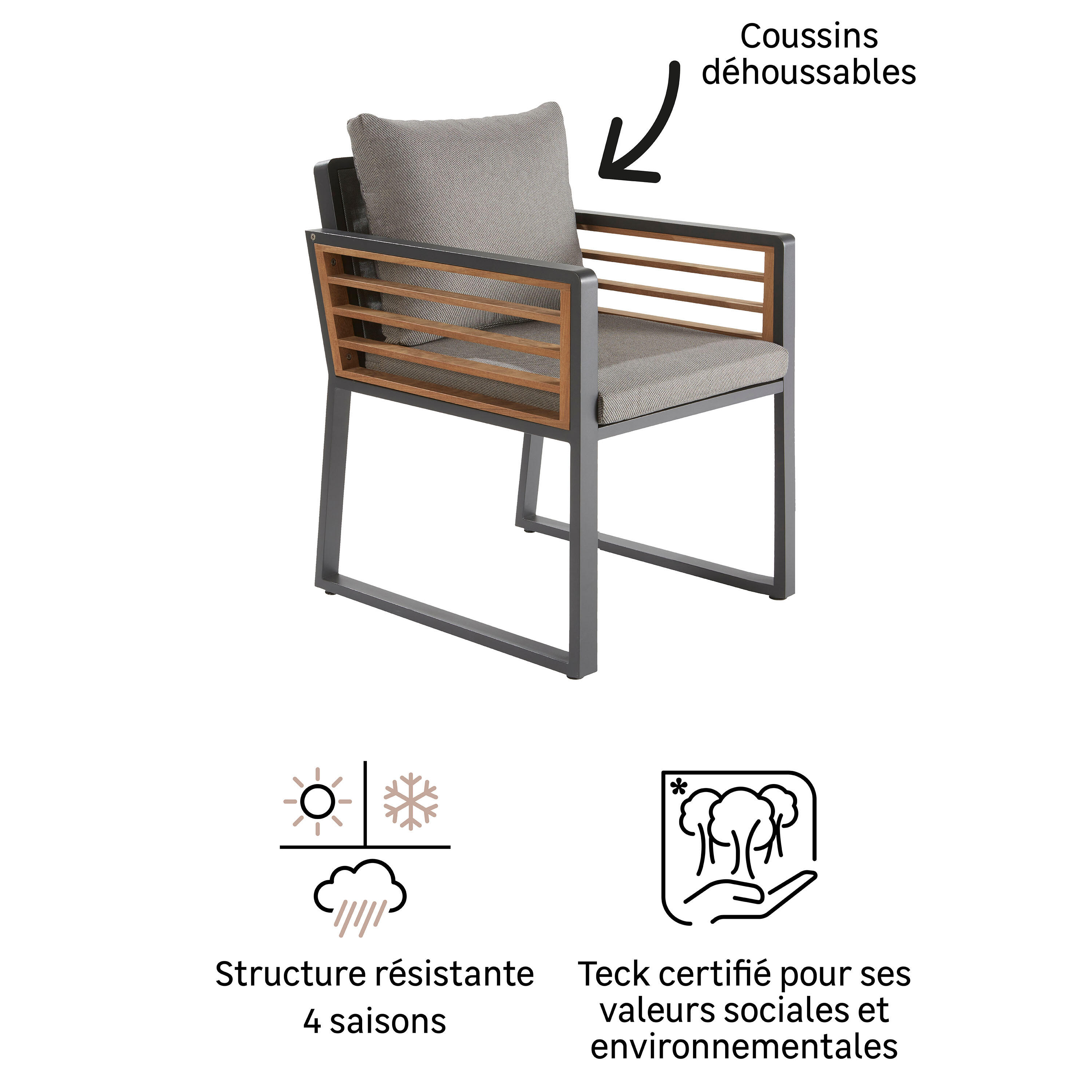 Fauteuil de jardin NATERIAL Ionis en aluminium marron - 9