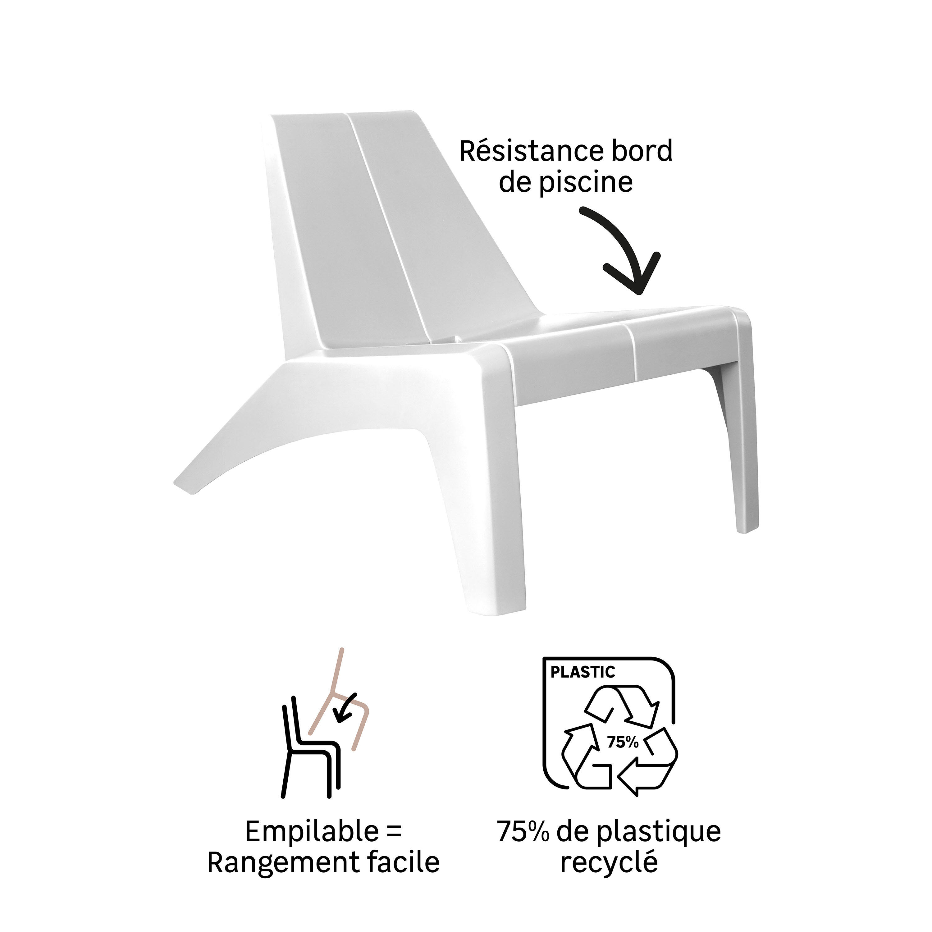 Cadeira de jardim relax branco Halius Naterial - 7