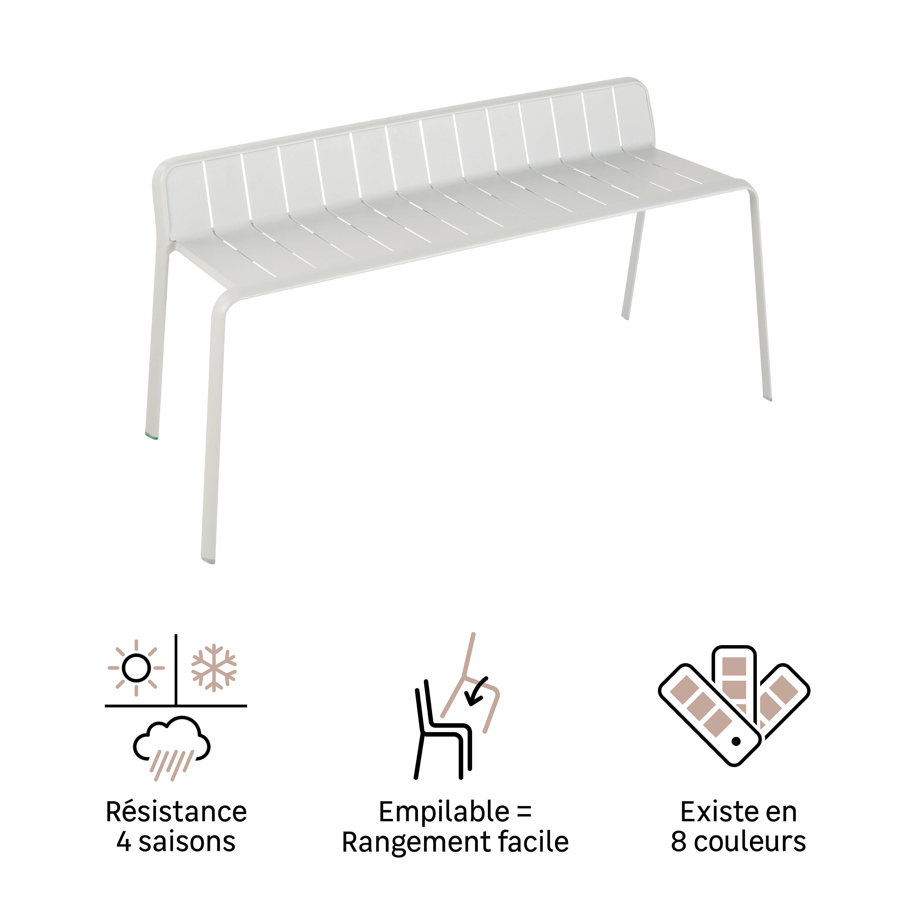 Banc de jardin NATERIAL Idaho en aluminium gris - 11
