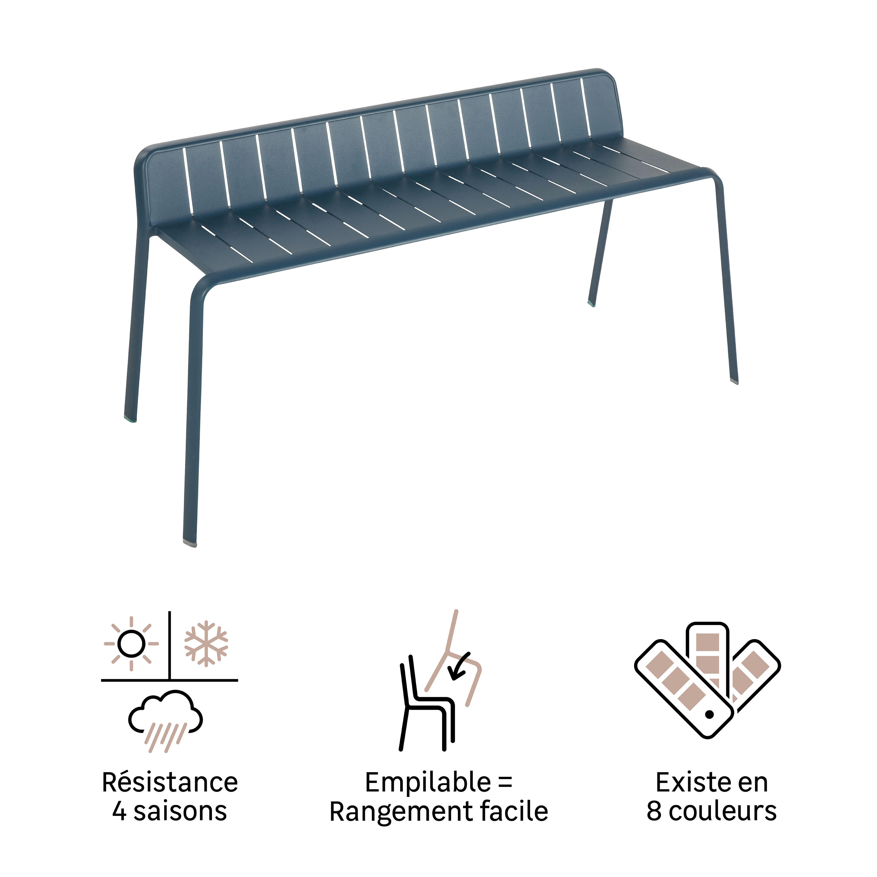 Banc de jardin NATERIAL Idaho en aluminium bleu - 10