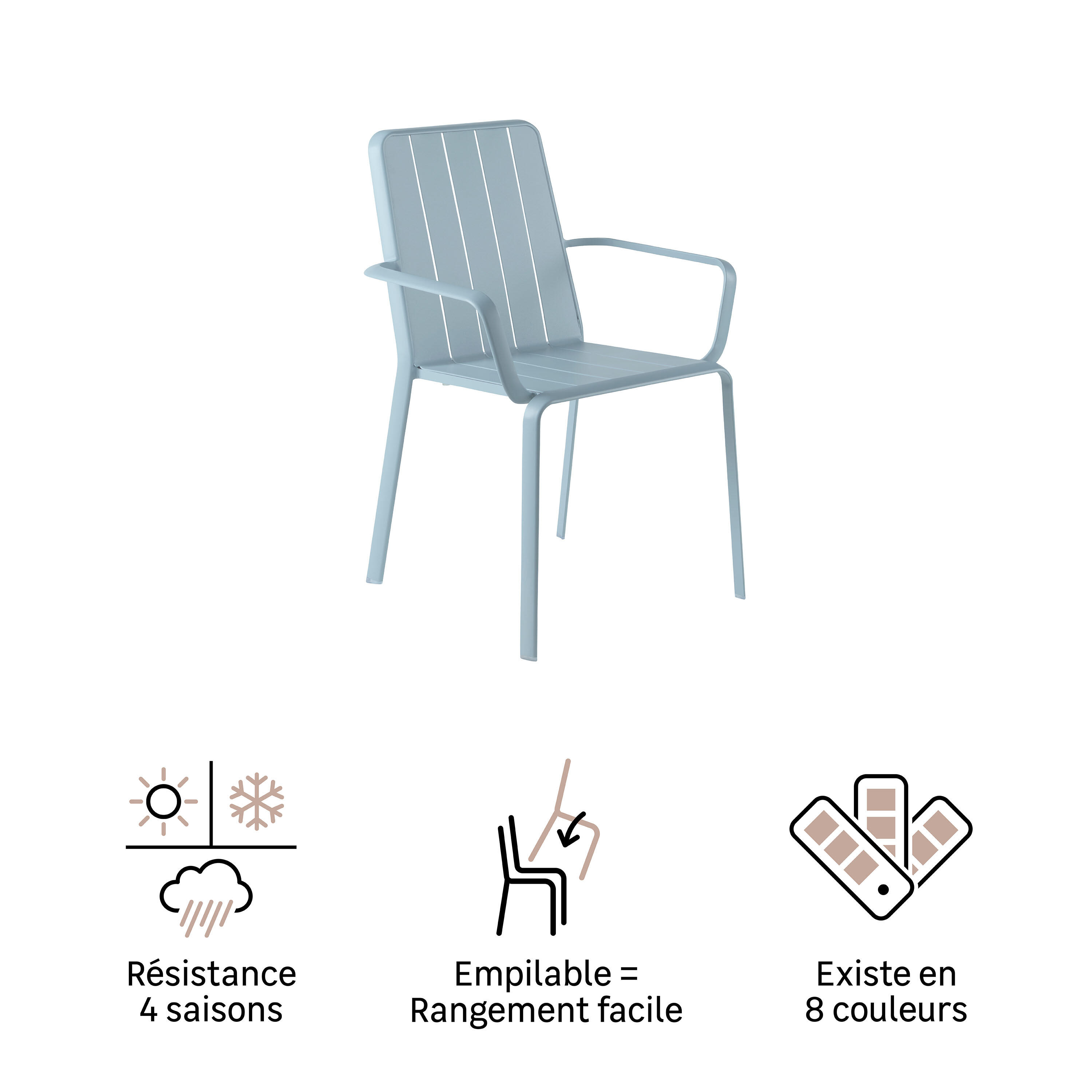 Fauteuil de jardin NATERIAL en aluminium bleu - 12