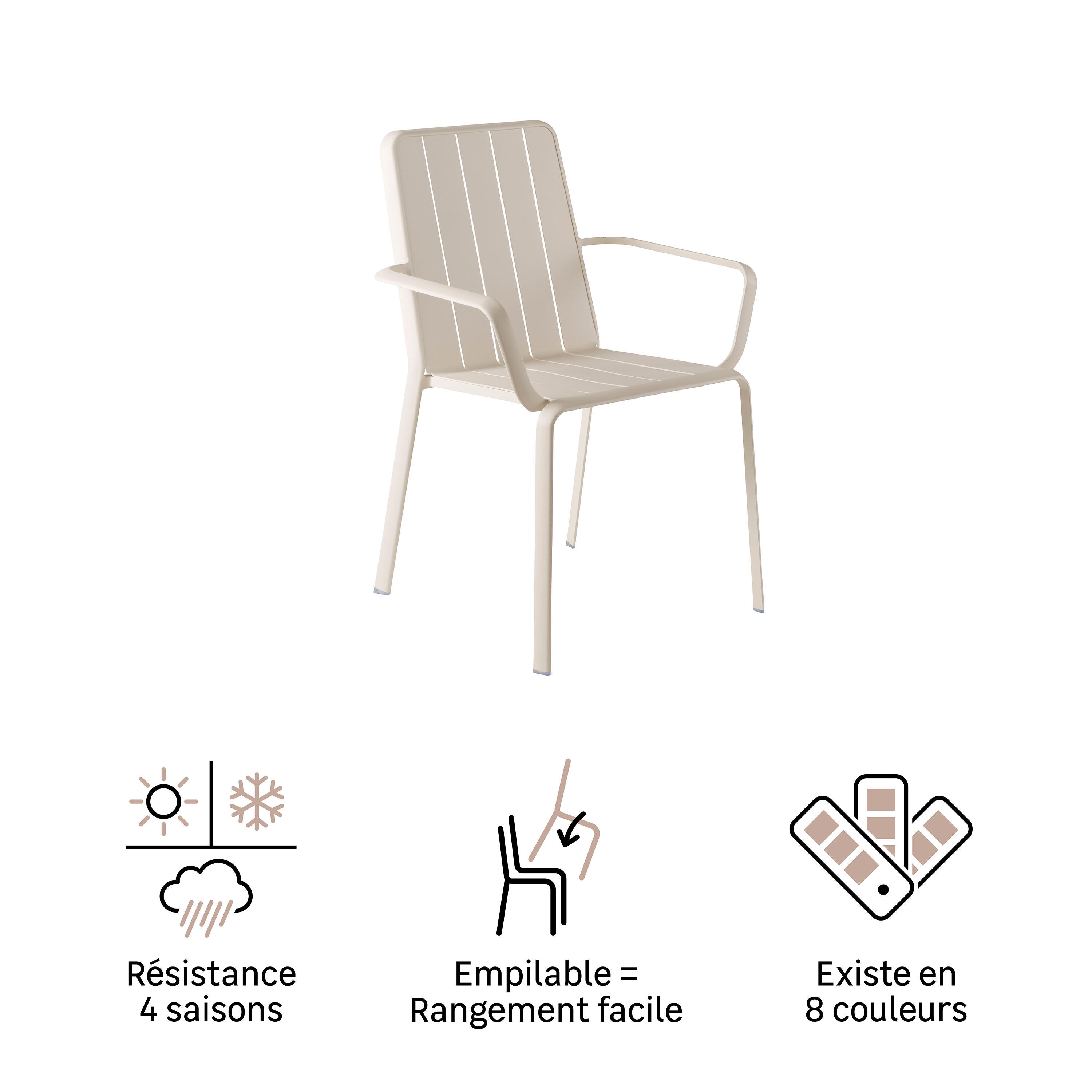Fauteuil de jardin NATERIAL en aluminium beige V2 - 11