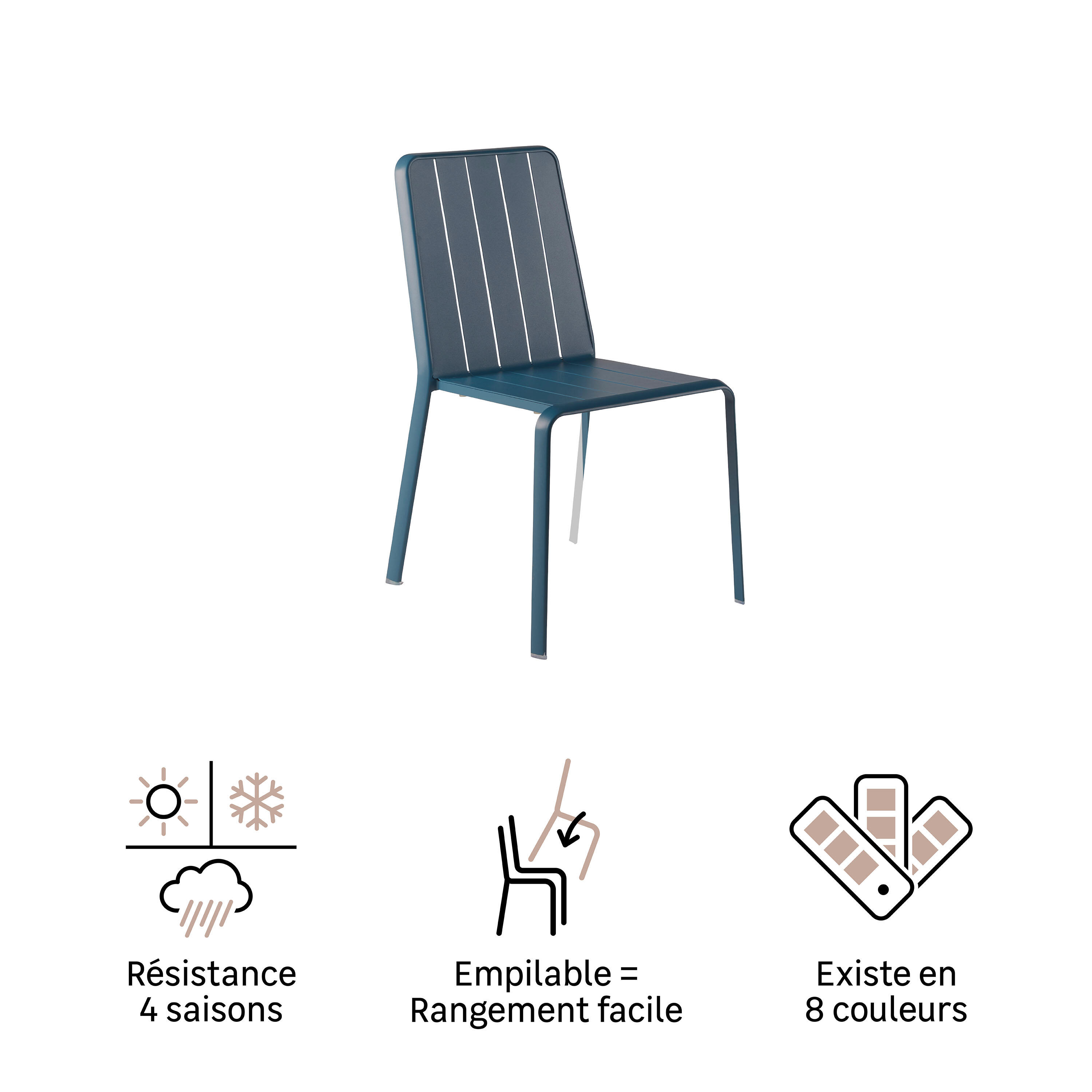 Chaise de jardin NATERIAL Idaho en aluminium bleu - 12