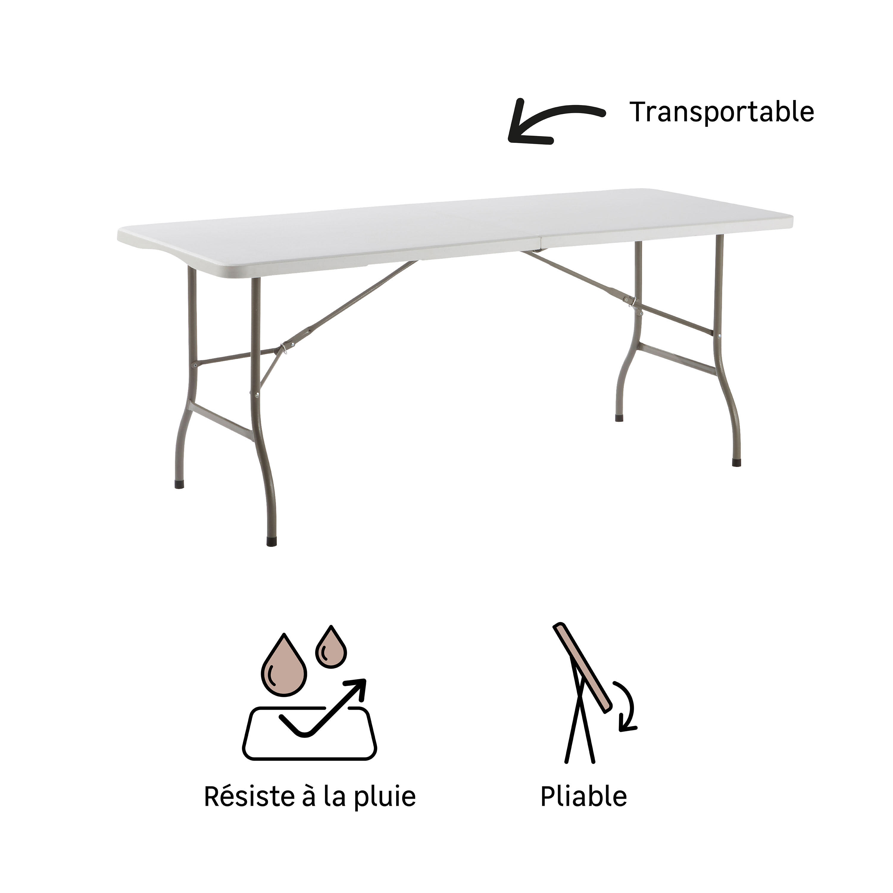 Table de réception pliante Folo rectangulaire, 180x73 cm, 6 personnes - 9
