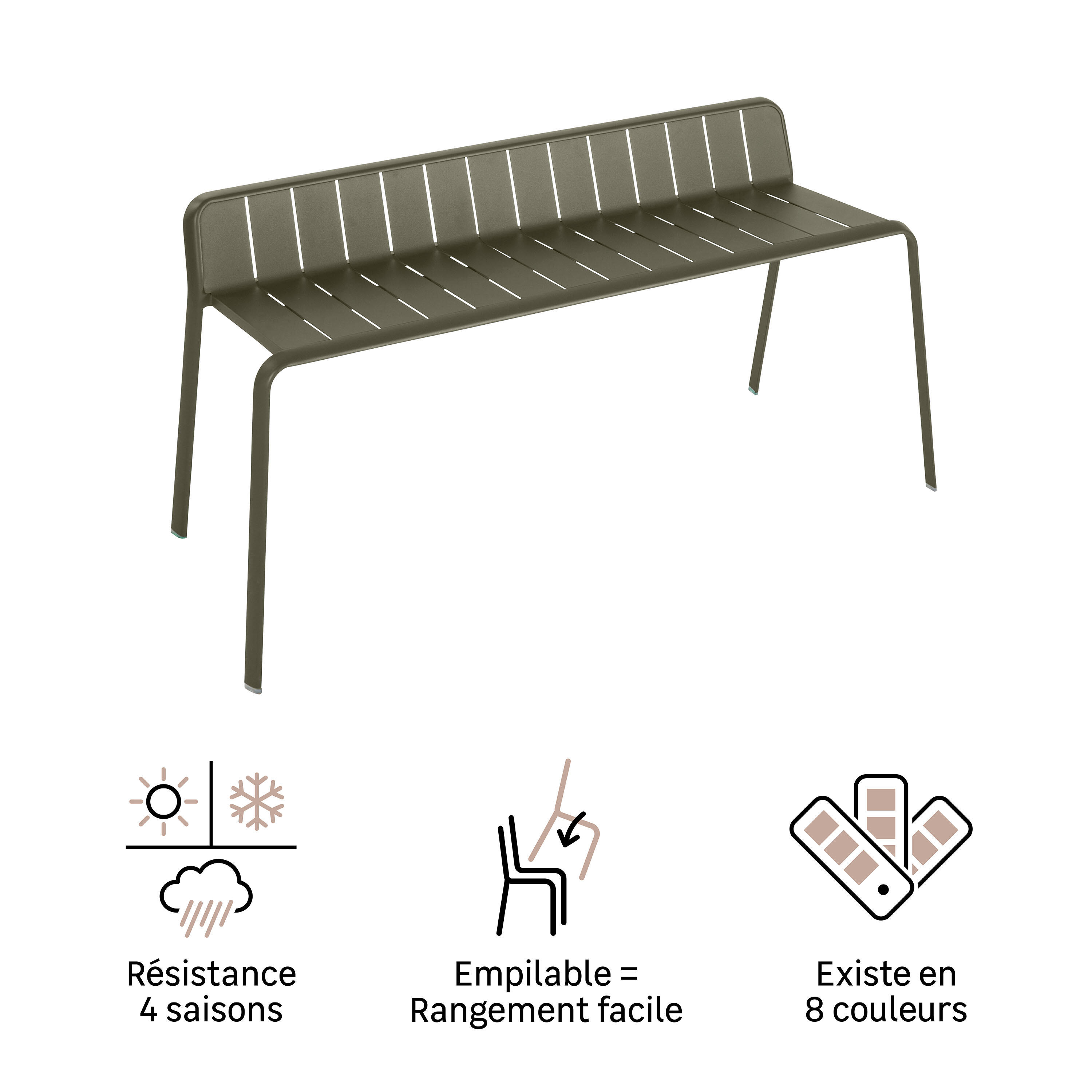 Banc de jardin NATERIAL Idaho en aluminium vert - 10