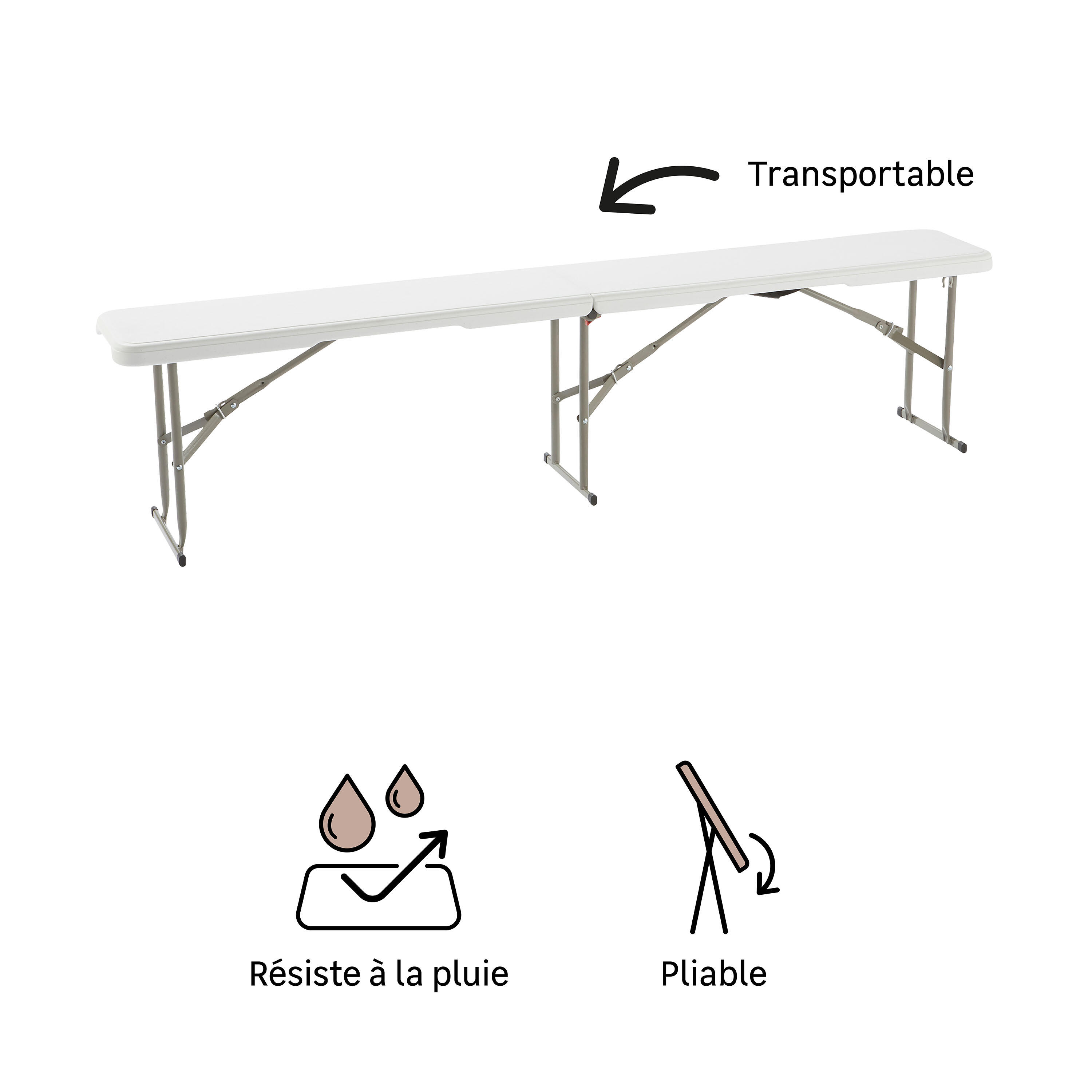 Banc de réception pliant Folo en acier/résine - 11