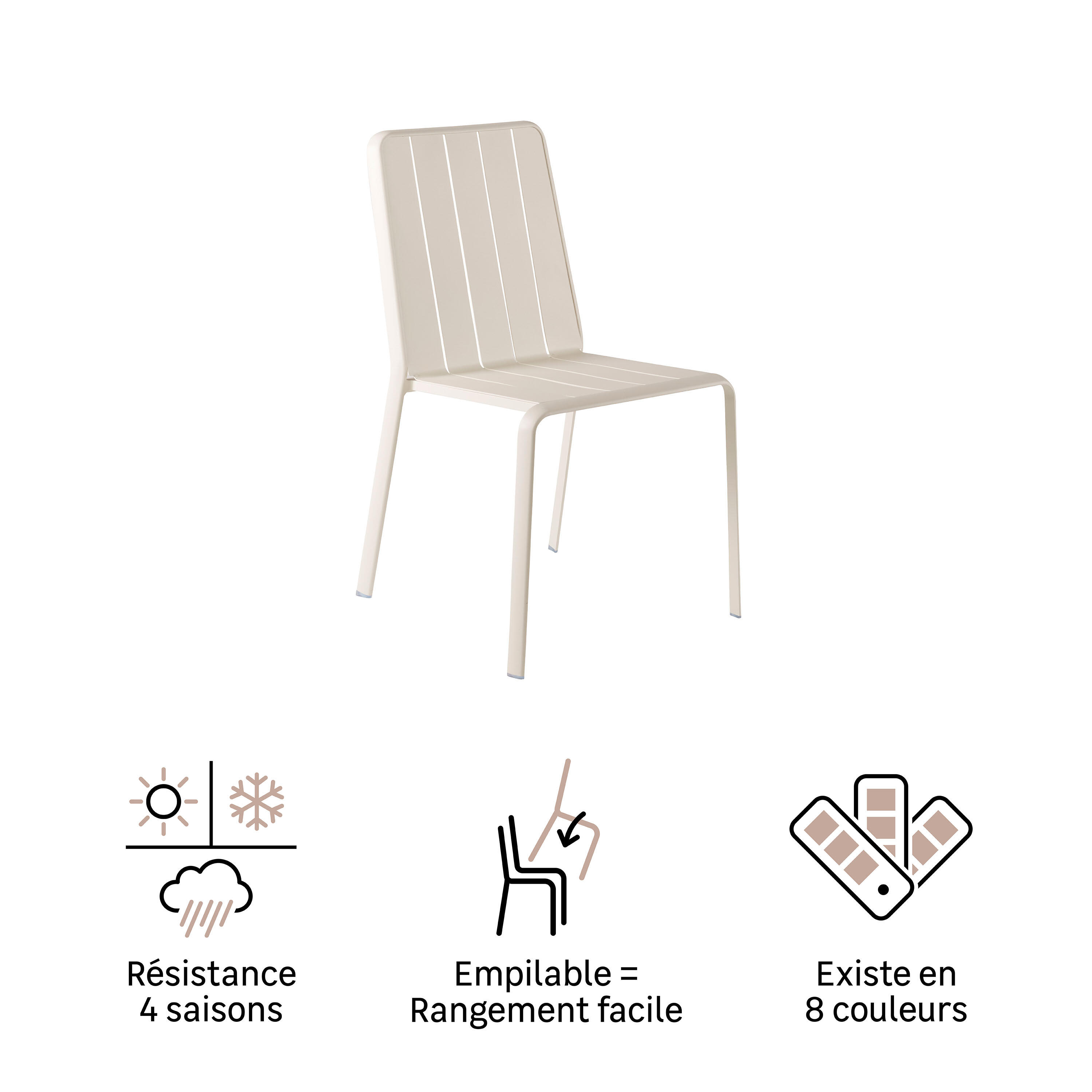 Chaise de jardin NATERIAL Idaho en aluminium beige V2 - 14