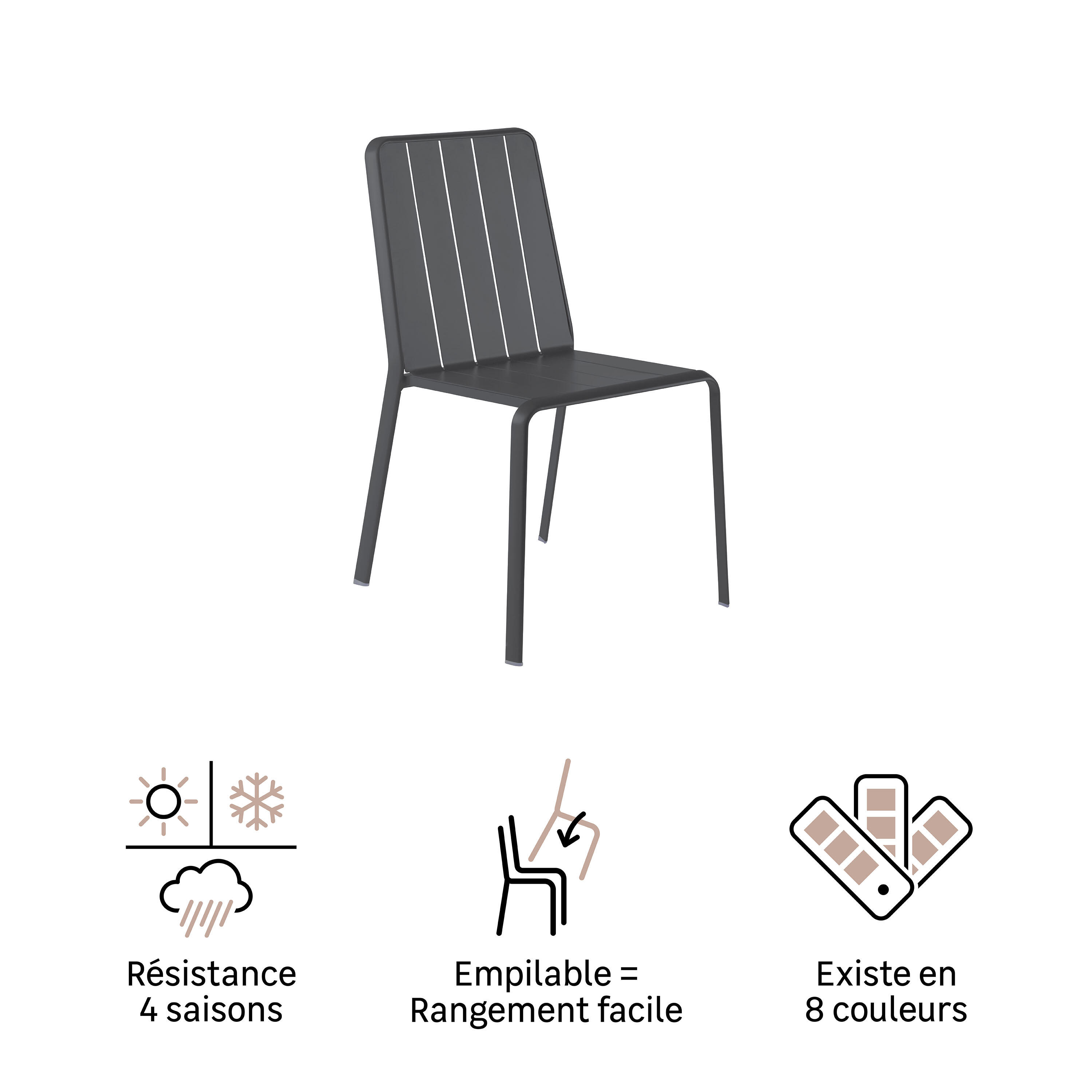 Chaise de jardin NATERIAL Idaho en aluminium gris V2 - 11