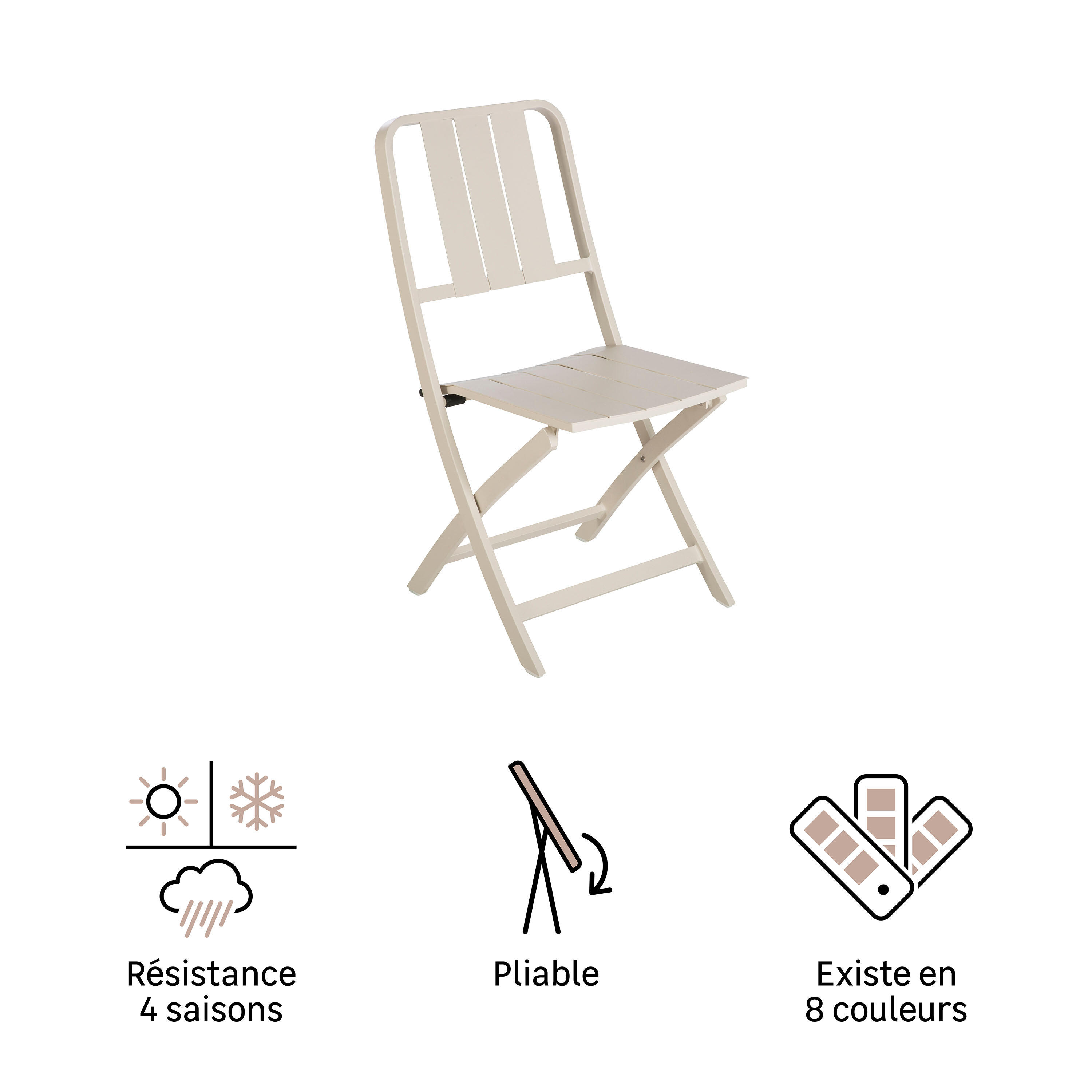 Chaise de jardin NATERIAL Idaho en aluminium beige - 14