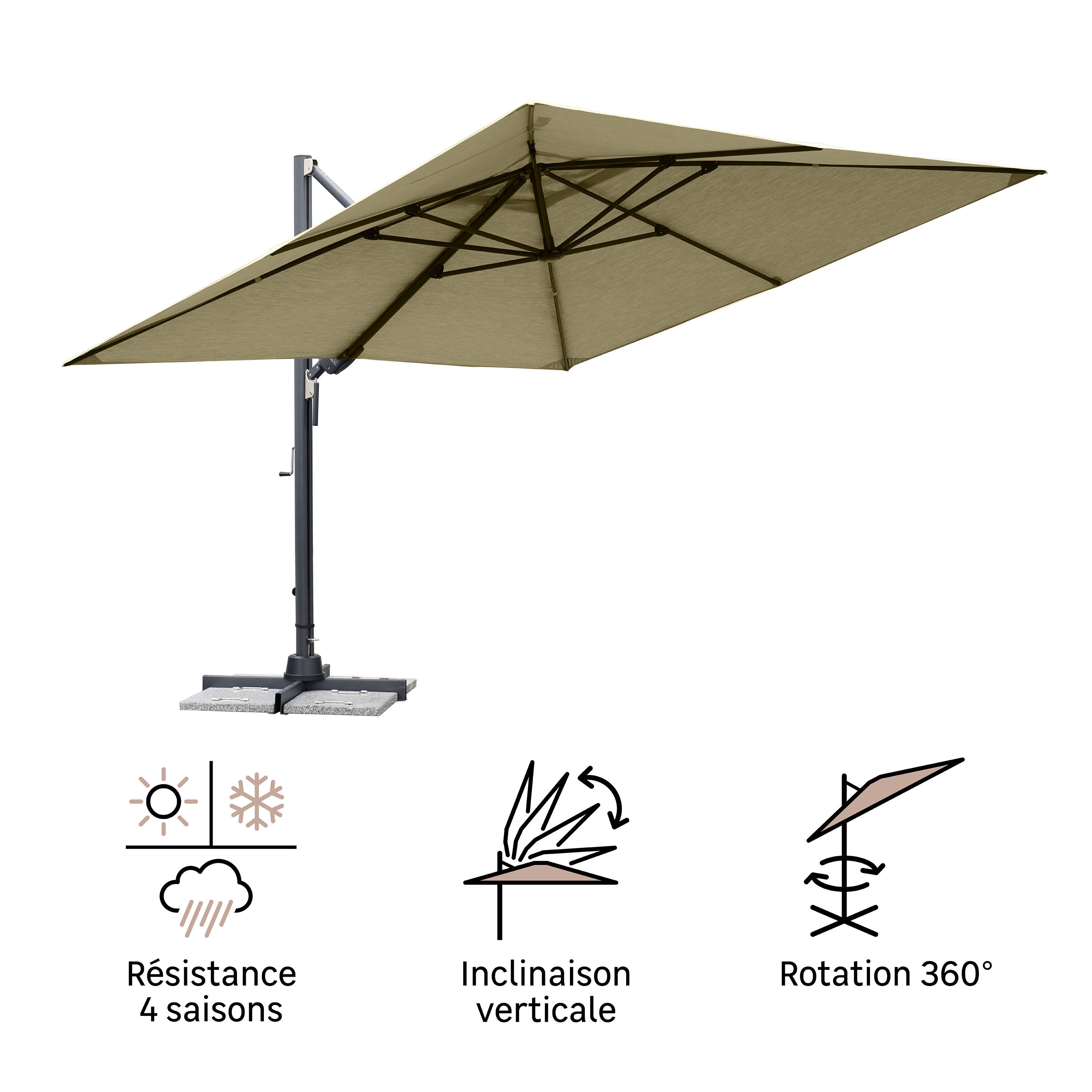 Parasol NATERIAL Sombra beige rectangulaire - 8