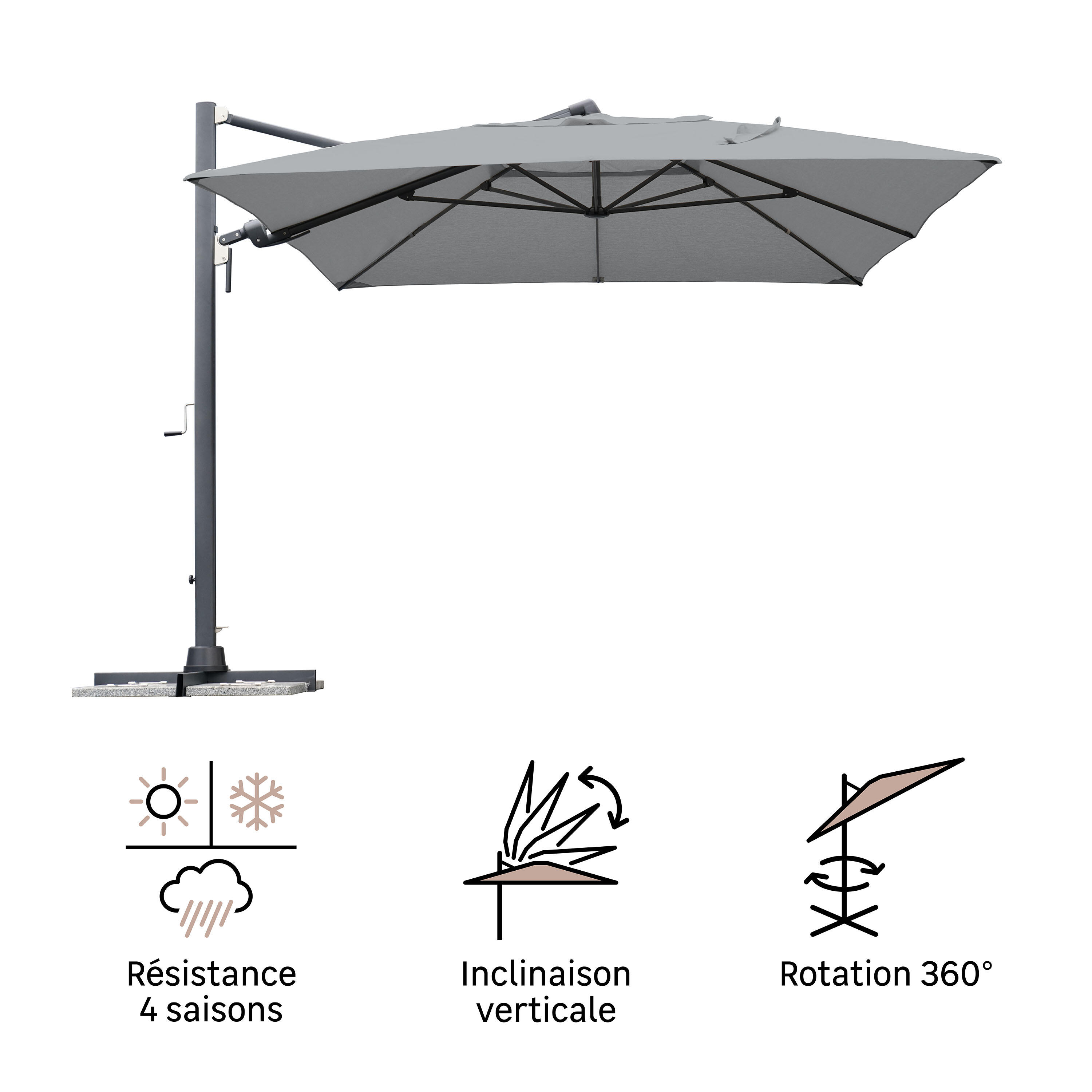 Parasol NATERIAL Sombra gris rectangulaire - 8