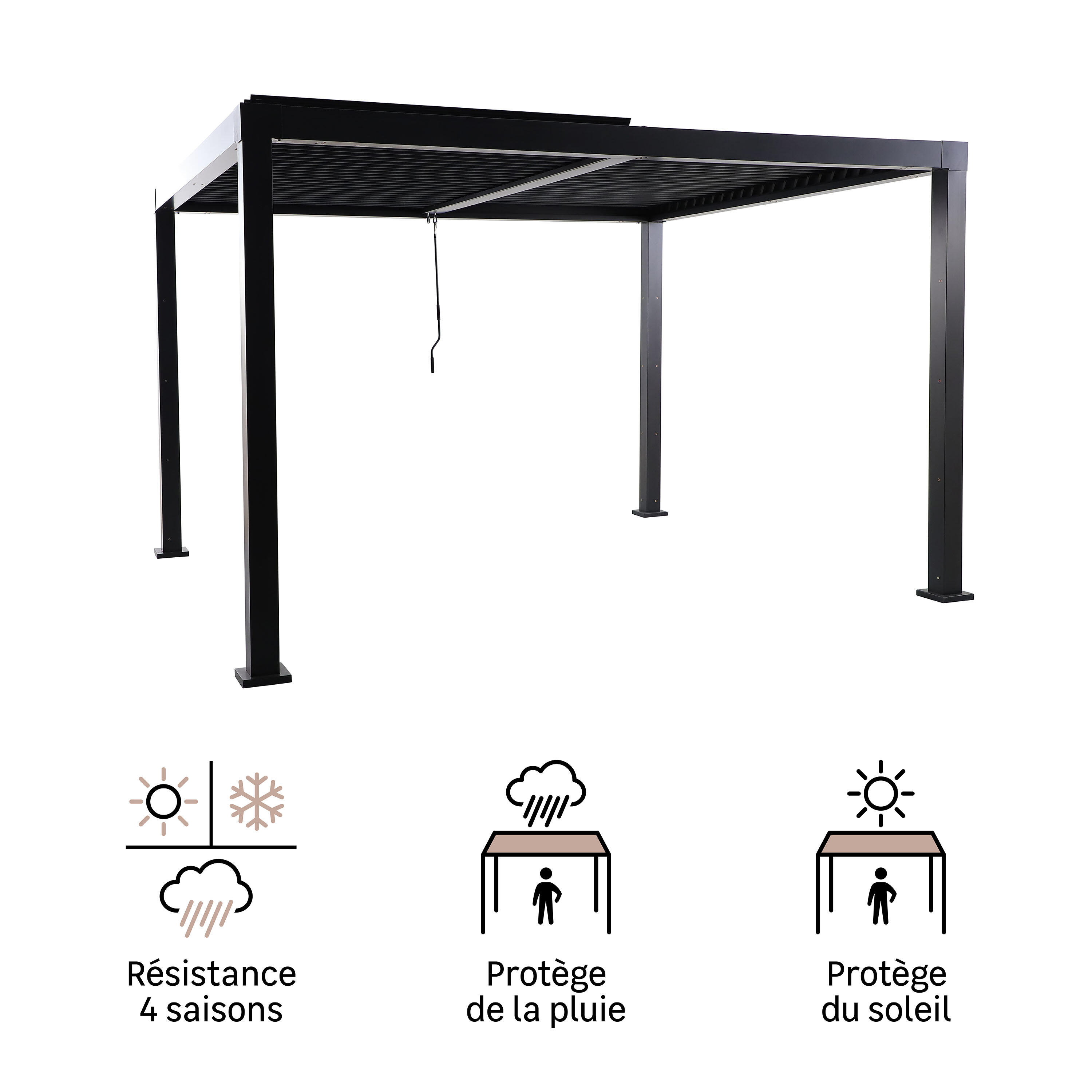 Pergola bioclimatique autoportante NATERIAL Clima alu gris anthracite, 9.69 m² - 8