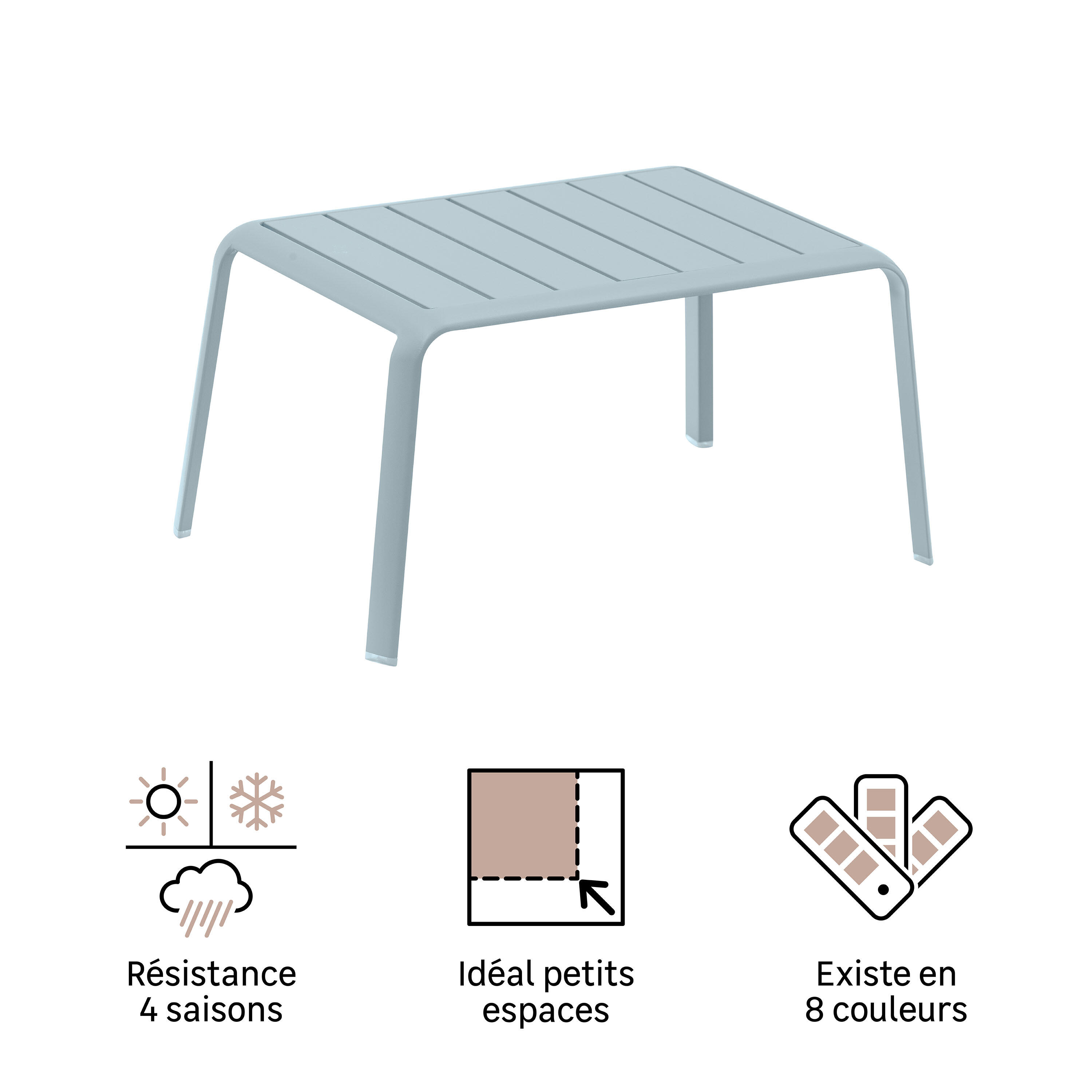 Table d'appoint d'extérieur NATERIAL Idaho rectangulaire bleu personnes - 9