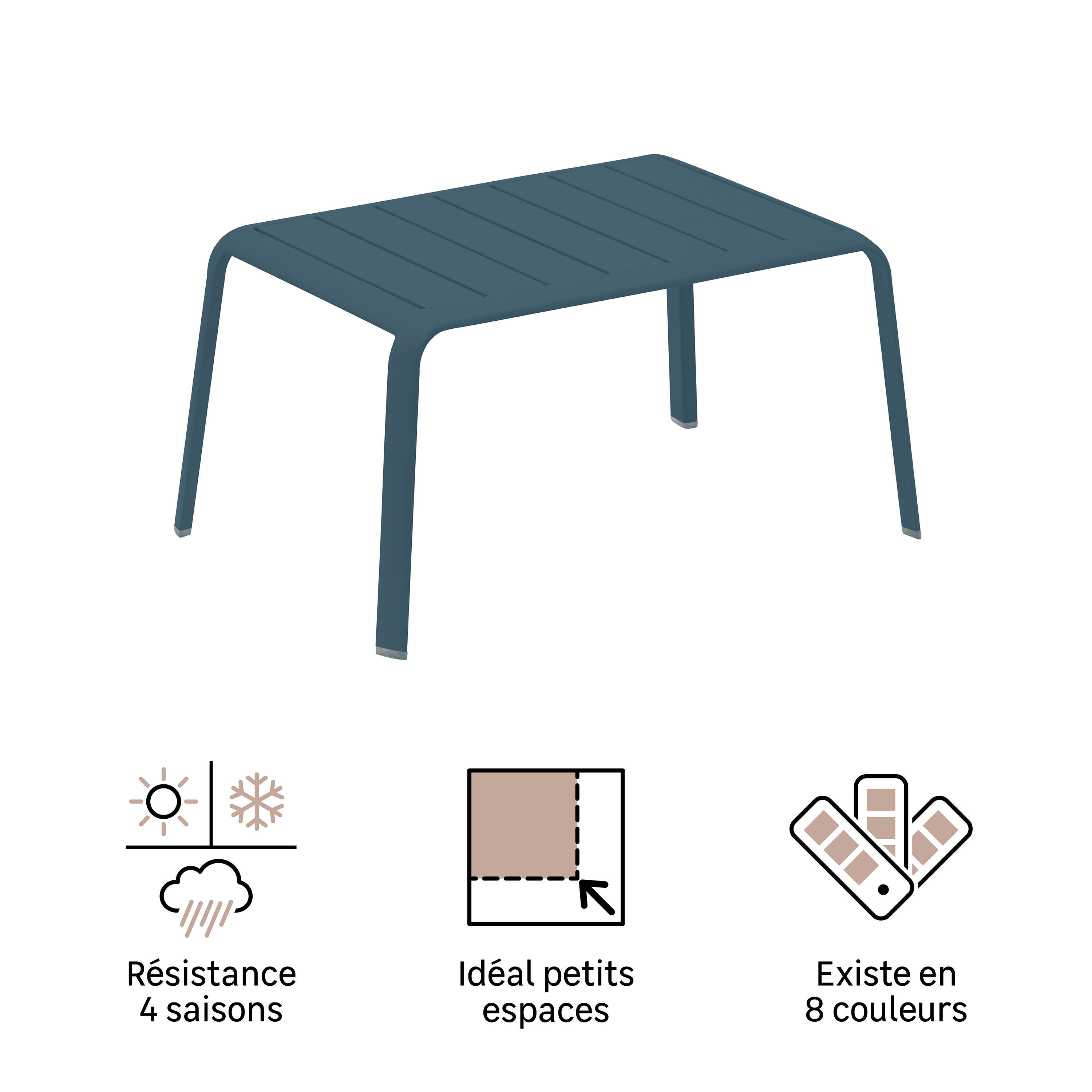 Table basse NATERIAL Idaho rectangulaire bleu 2 personnes - 9