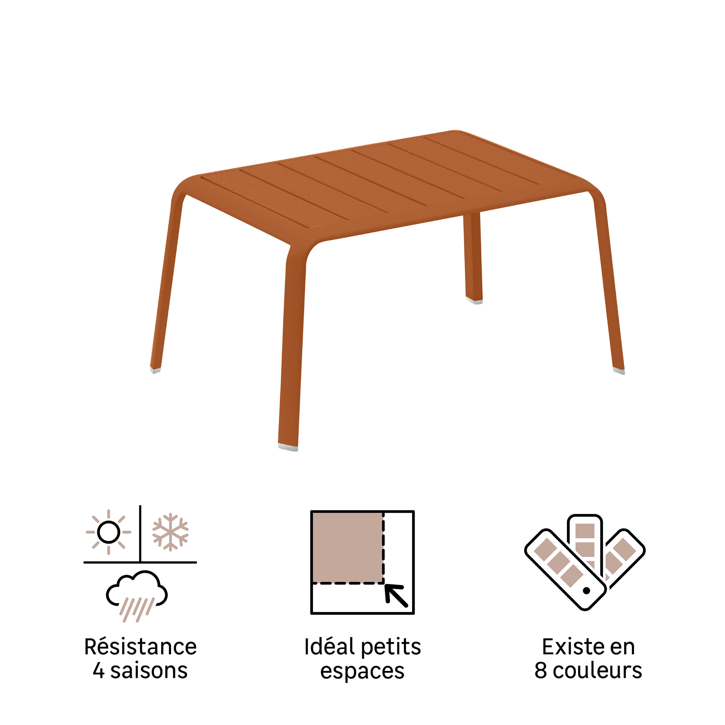 Table basse 59x41 en aluminium orange Idaho NATERIAL - 9